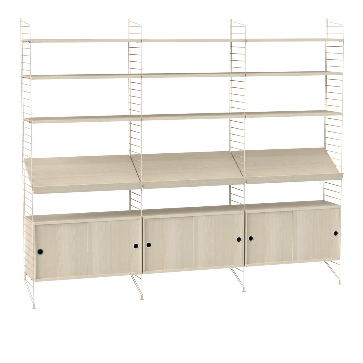 String - Vardagsrum Hyllsystem G Ask / Beige - Hyllor och hyllsystem - Träfärgad