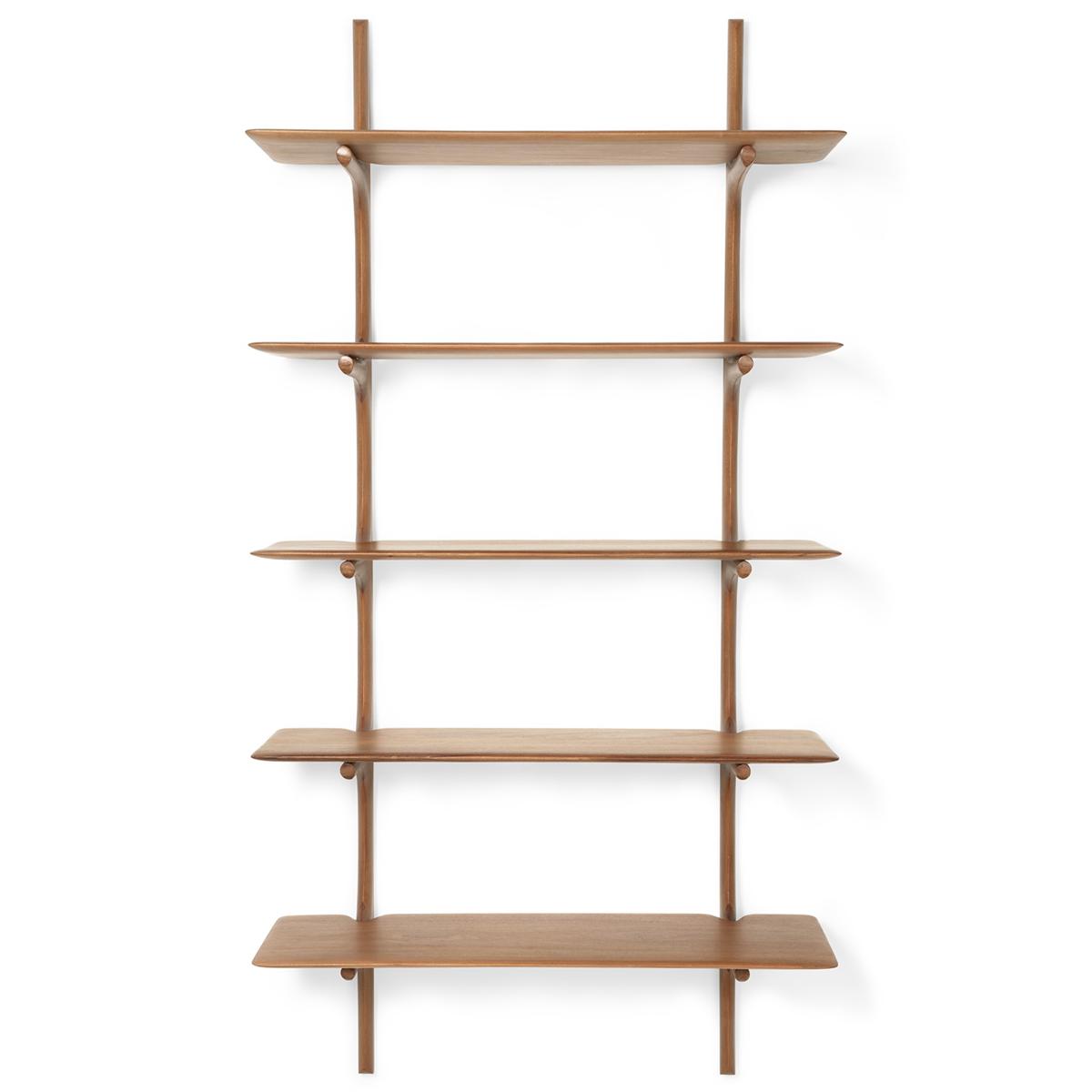 Ethnicraft - PI Wall Shelf - Varnished Mahogany - 5 Shelves - Vägghyllor - Alain Van Havre - Träfärgad - Trä