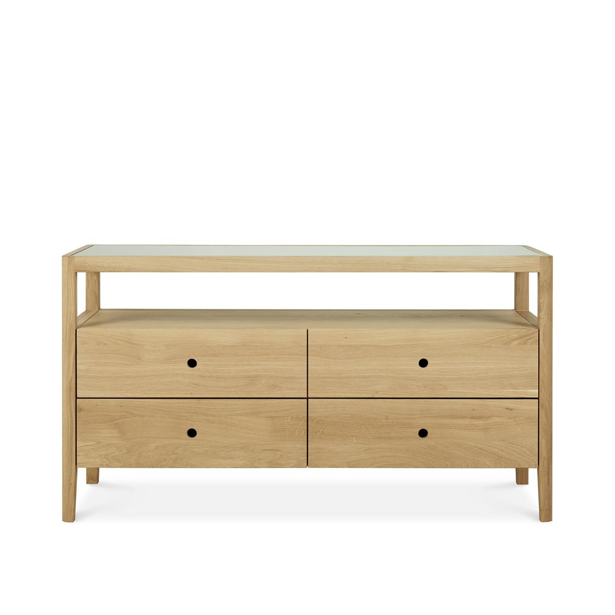 Ethnicraft - Spindle Dresser - Oak - 4 Drawers - Byråer - Nathan Yong - Träfärgad - Glas/Trä
