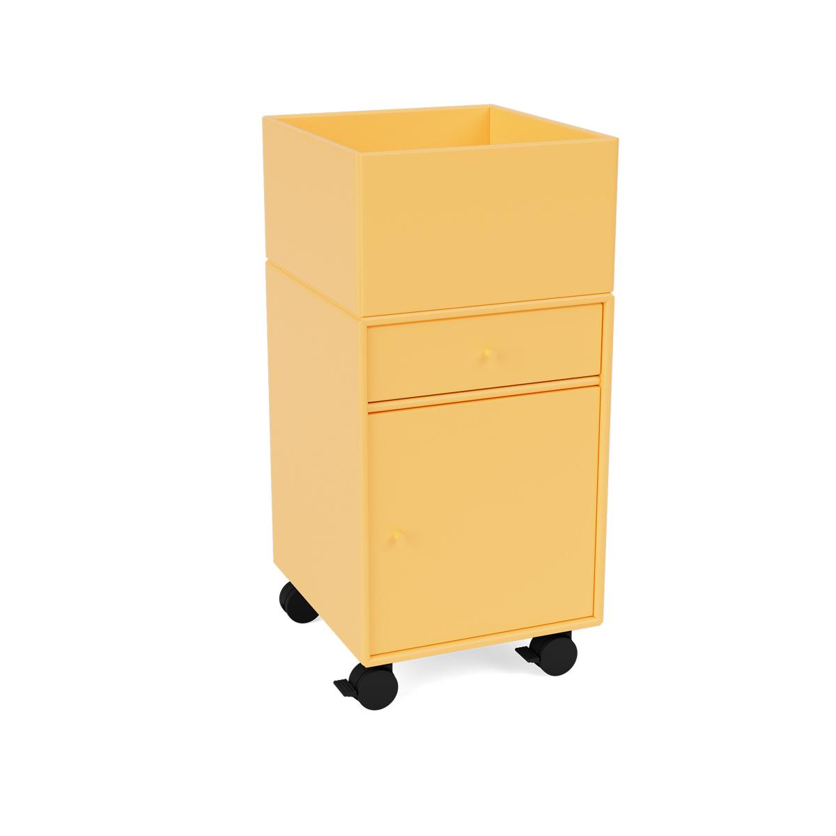 Montana - Runner Office Unit On Castors 166-Acacia 05 Castors CR70 Black - Hurtsar - Peter J. Lassen - Gul - Trä