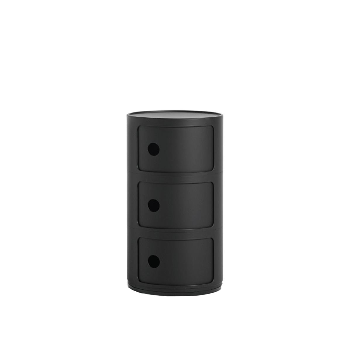 Kartell - Componibili 4988 Mat Black, 3 Compartments - Hurtsar - Anna Castelli Ferrieri - Svart - Plast