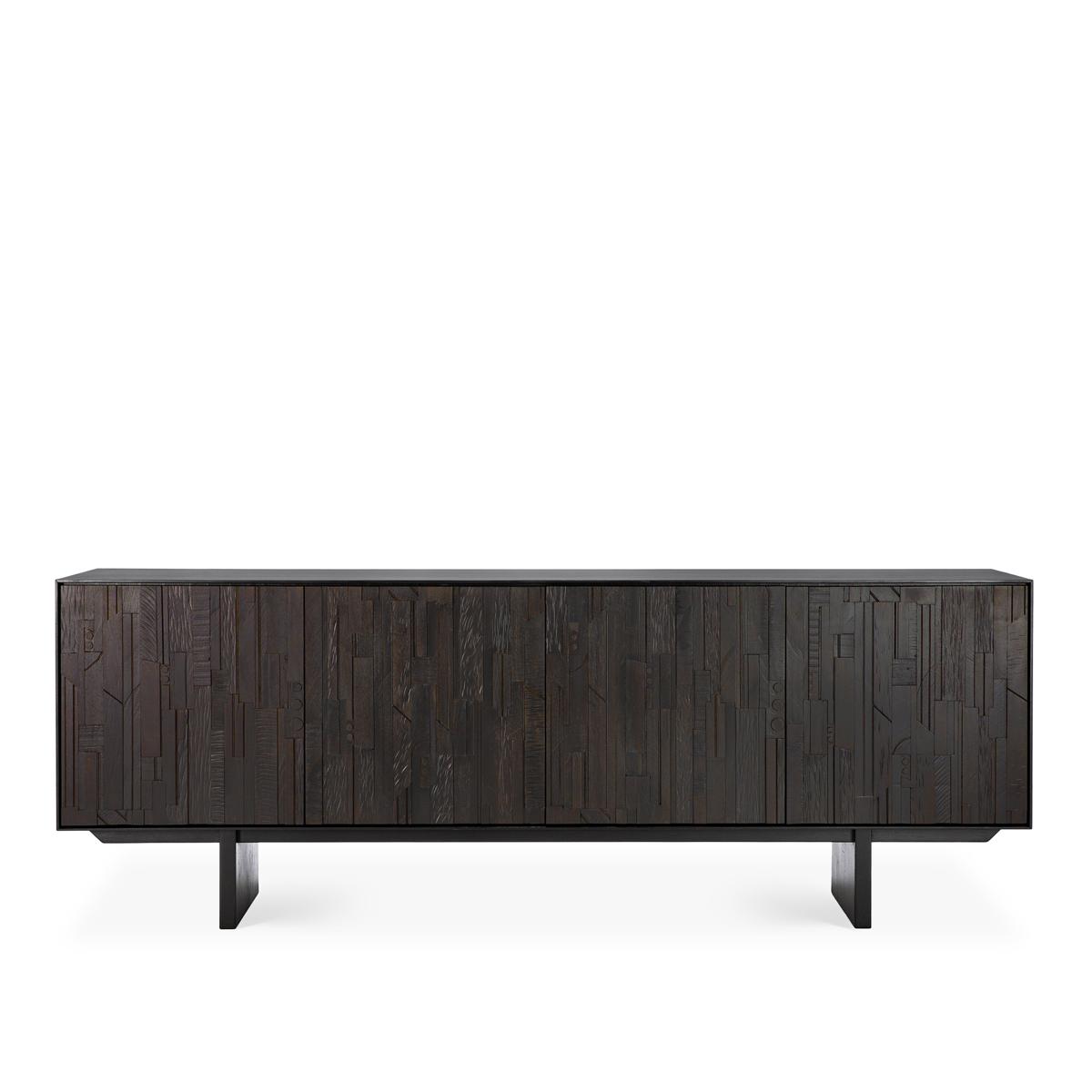 Ethnicraft - Mosaic Sideboard - Varnished Teak - Off Black - 4 Doors - Sideboards - Alain Van Havre - Svart - Trä