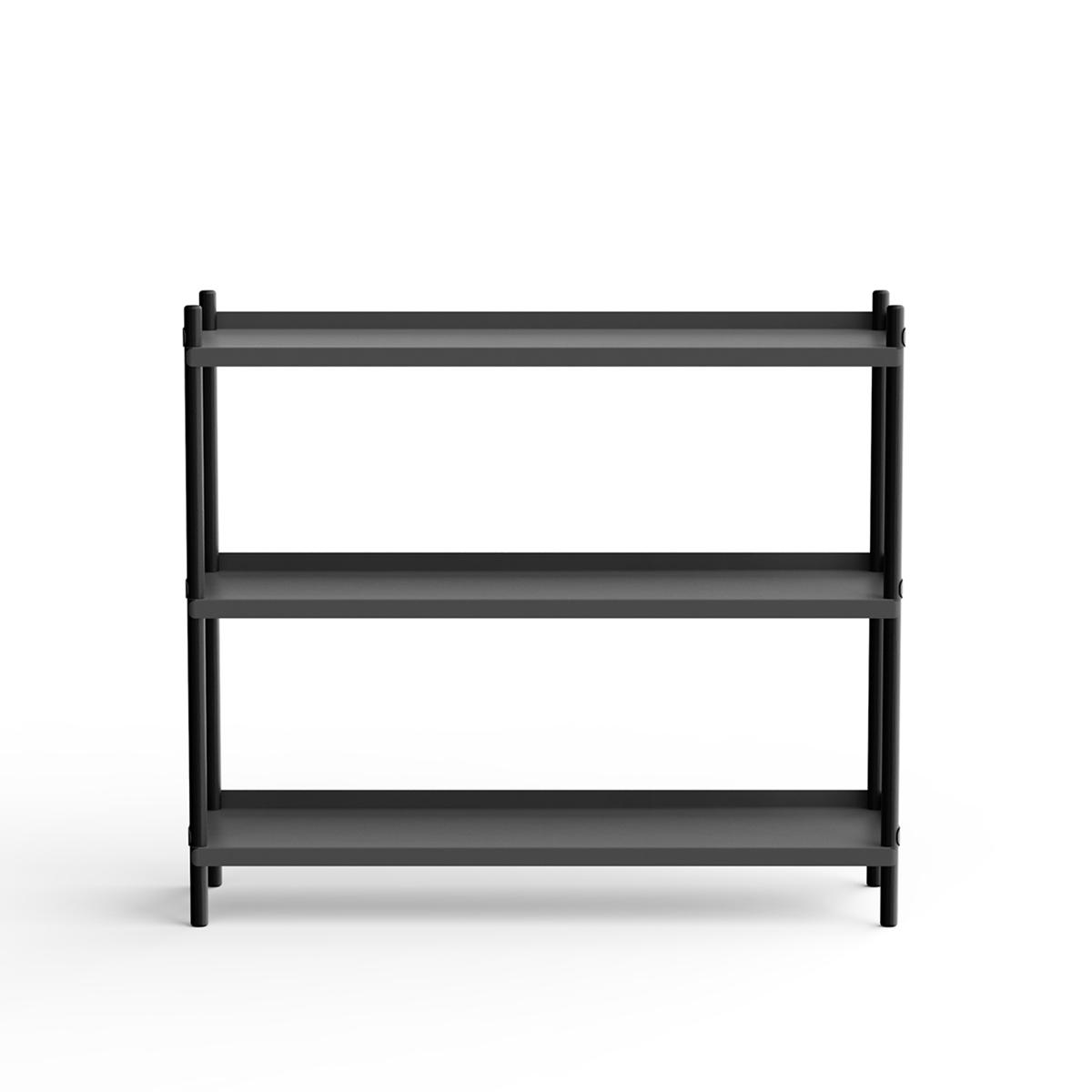 NINE - BOLT Shelving 1000 - 3 shelves Oak Black Anthracite - Hyllor & Hyllsystem - Lennart Ebert - Svart - Metall/Trä