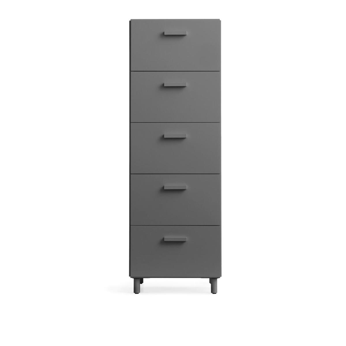 Relief - Relief Chest of Drawers Tall Legs Grey - Byråer - TAF Studio - Grå - Metall/Trä