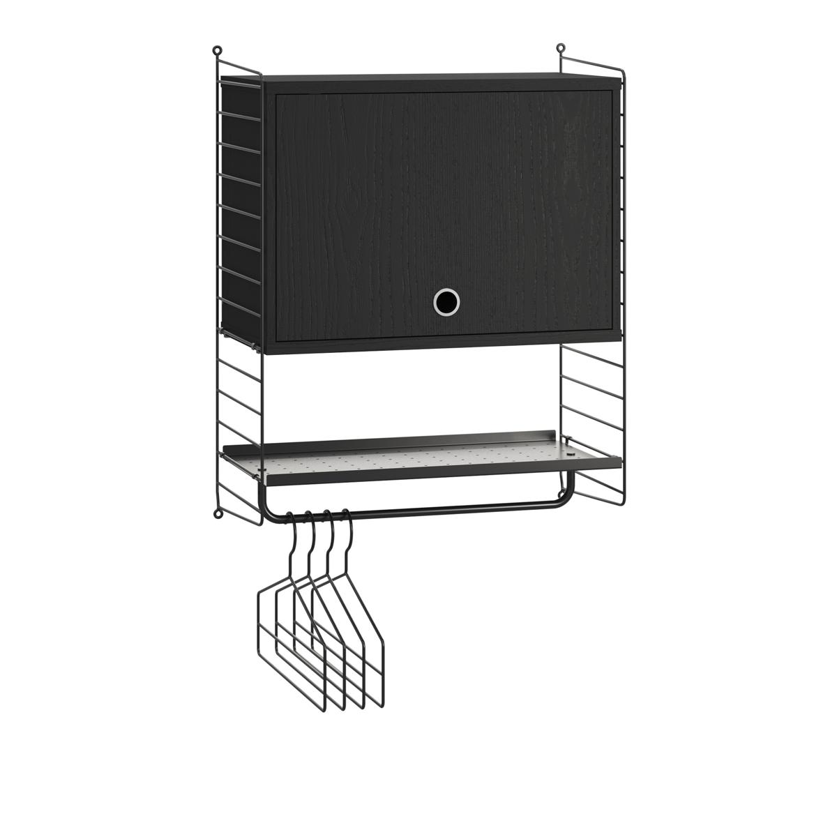 String - Hall hyllsystem V svart/svartbetsad ask - Svart