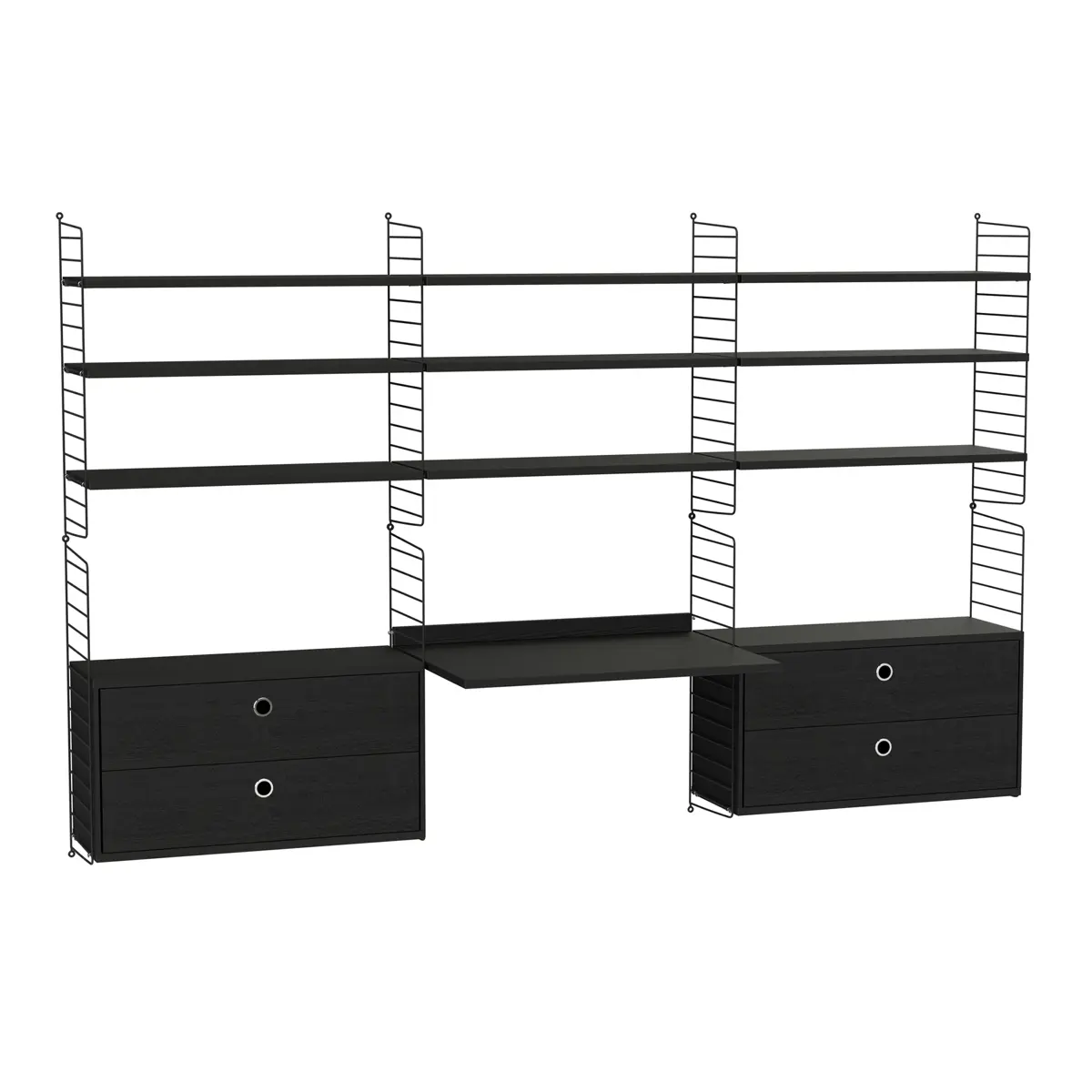 String - Kontor hyllsystem F svart/svart - Hyllor och hyllsystem - Nils Strinning - Träfärgad,Vit
