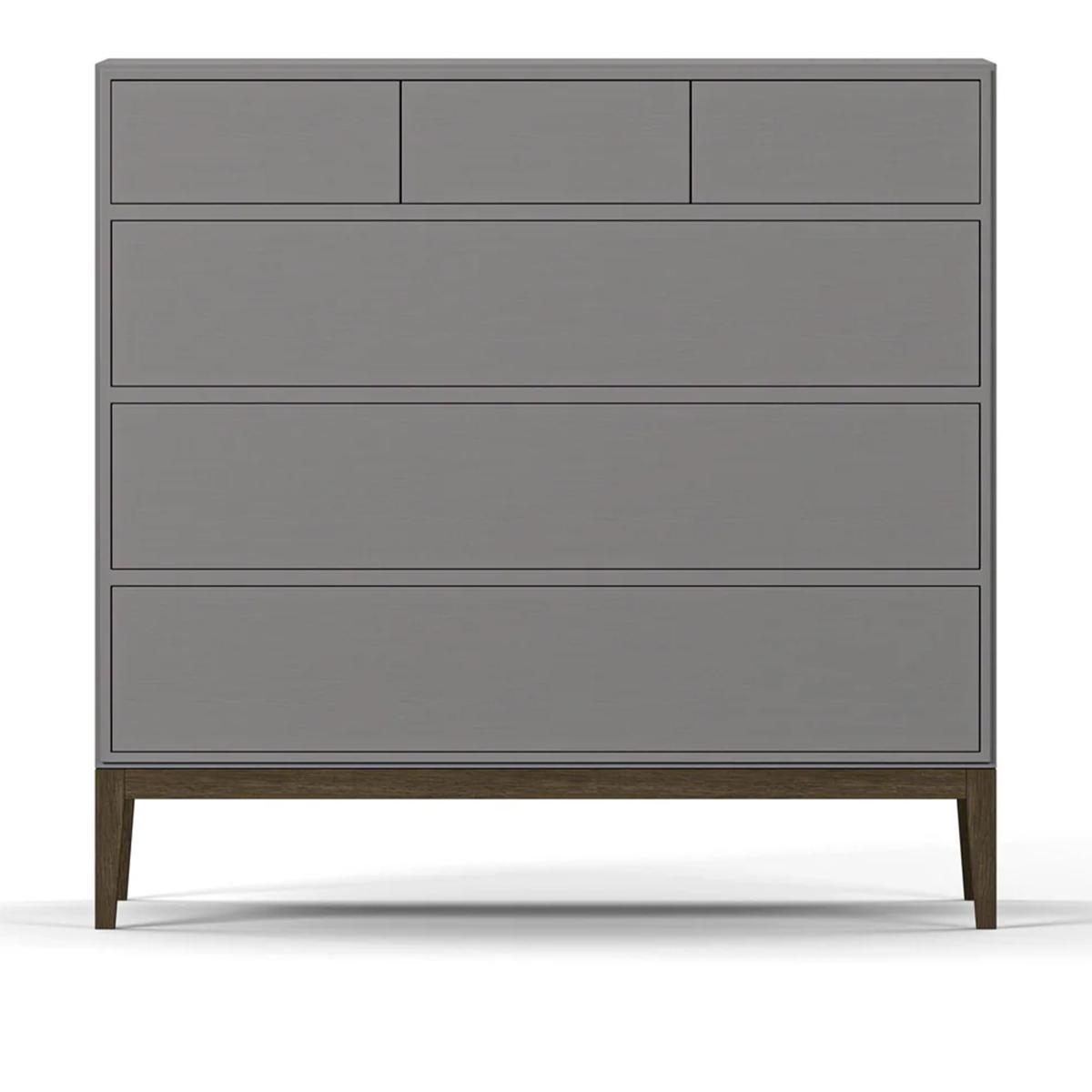 Englesson - Edge 2.0 grey chest 3+3 drawers incl. Burned walnut legs 92w x 42d x 86h - Byråer - Grå - Trä