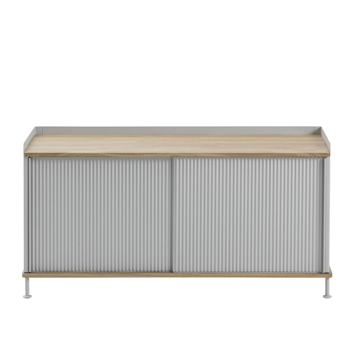 Muuto - Enfold Sideboard Low, Oak/Grey - Skänkar och sideboards - Thomas Bentzen - Grå - Metall/Trä