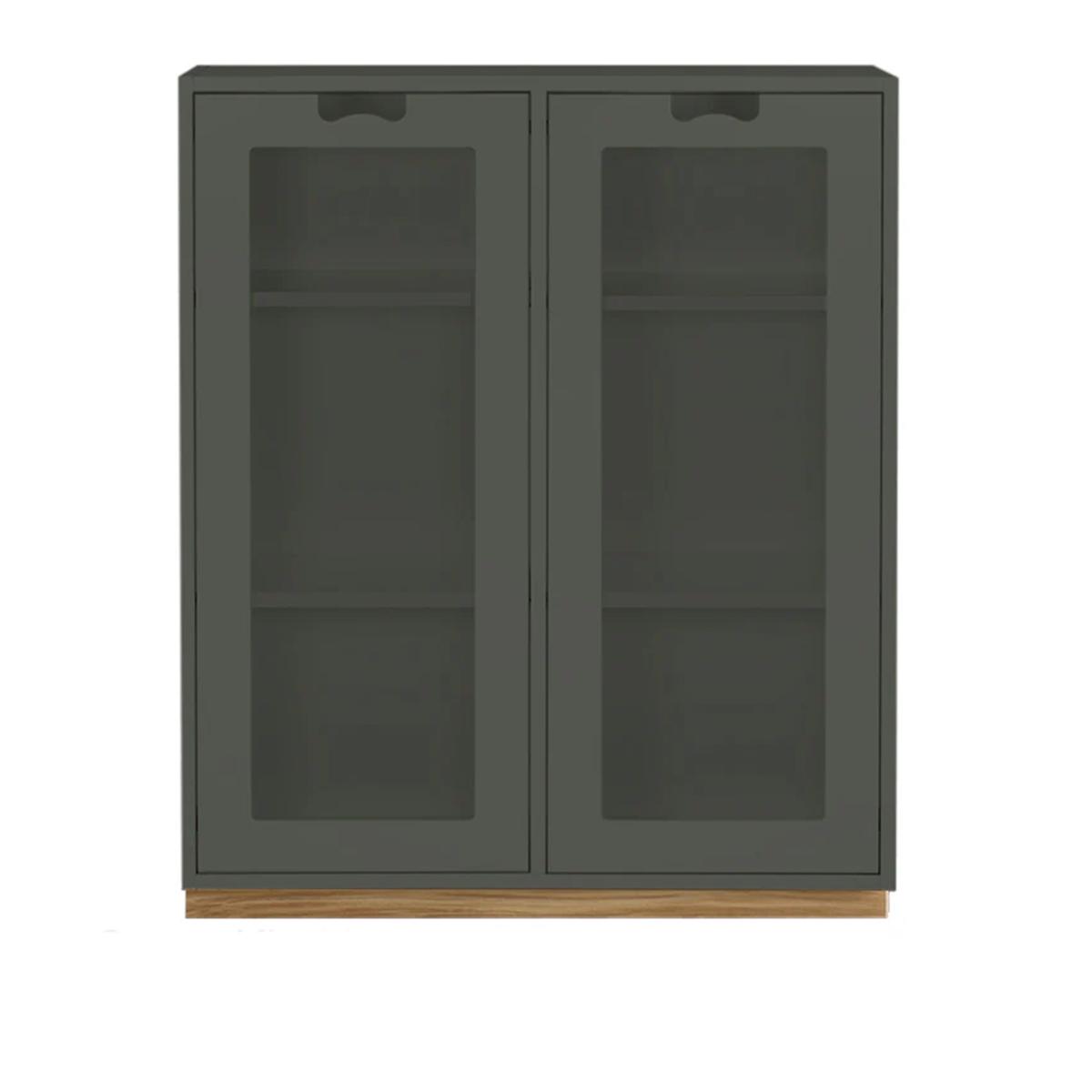 Asplund - Snow Cabinet E D30 Glass Doors - Green Khaki, Ek Sockel - Skåp och vitrinskåp -  Thomas Sandell & Jonas Bohlin - Grön - Trä