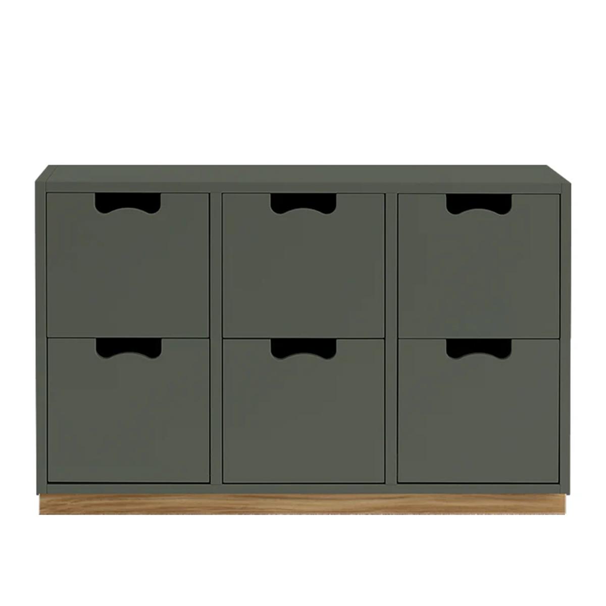 Asplund - Snow Drawer B2 - Green Khaki, Ek Sockel - Byråer -  Thomas Sandell & Jonas Bohlin - Grön - Trä