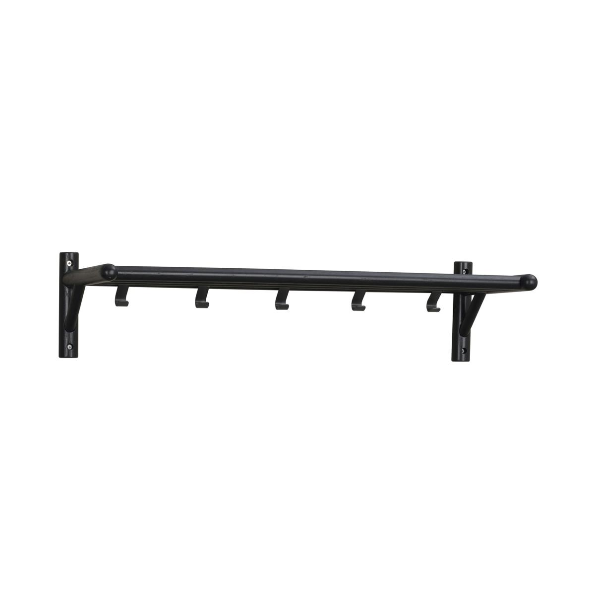 ROWICO rektangulär Milford hatthylla med 5 krokar - svart ek och metall (80cm)