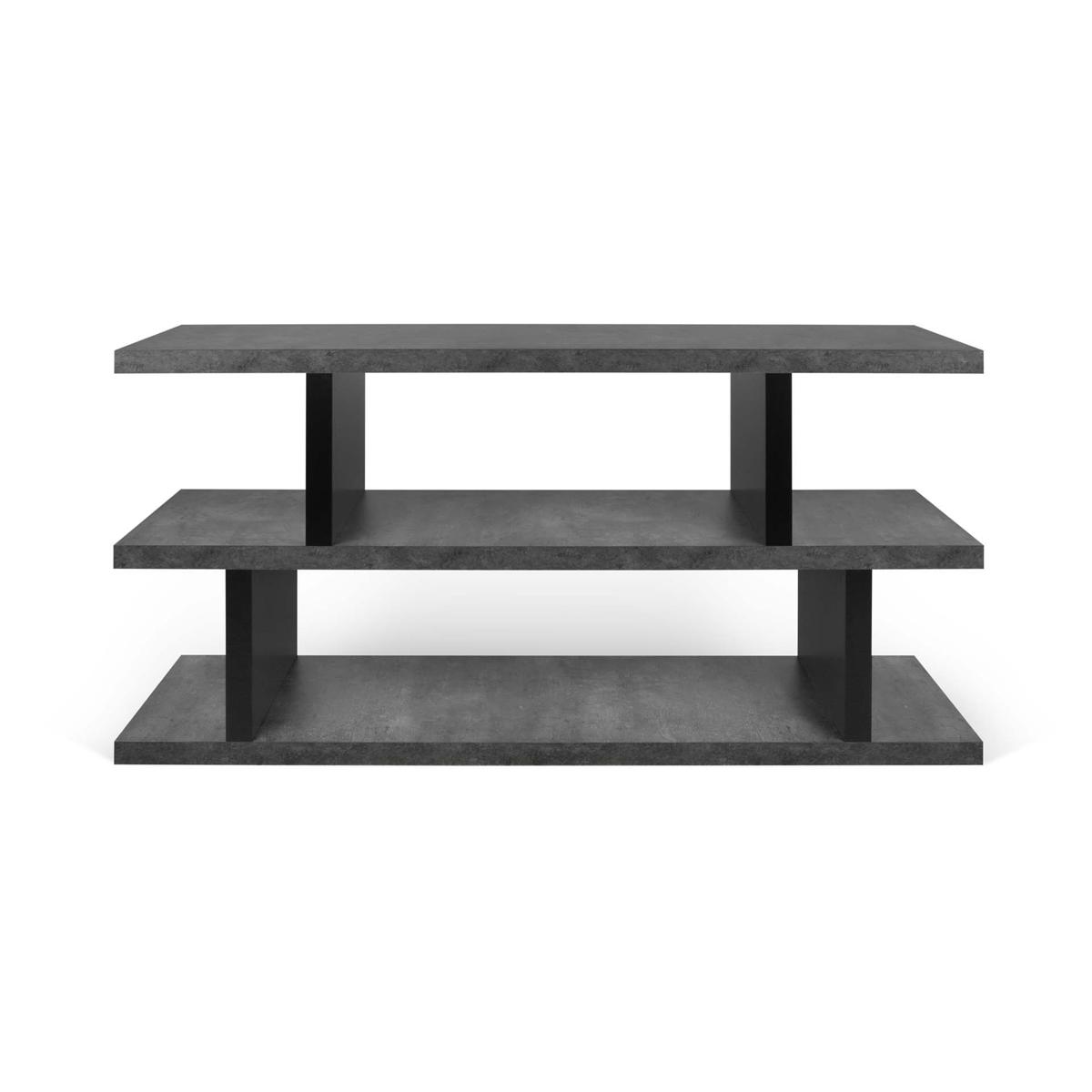 TEMAHOME Step Låg bokhylla - Betonglook/Svart melamin - 163 cm