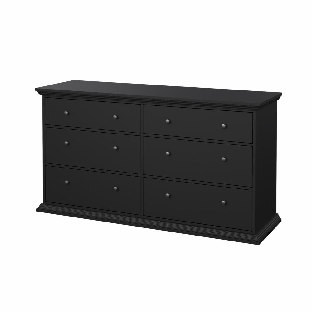 TVILUM North dubbel byrå med 6 lådor, mattsvart, 163,3 x 51,6 x 88,2 cm