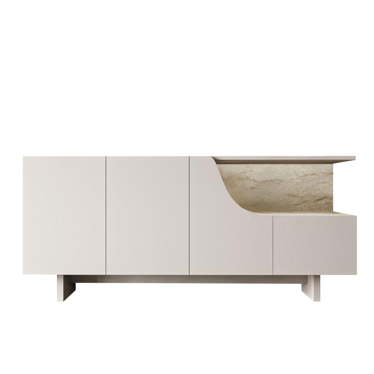 NORDVÄRK Line skänk, med 4 dörrar och 2 hyllor - beige melamin
