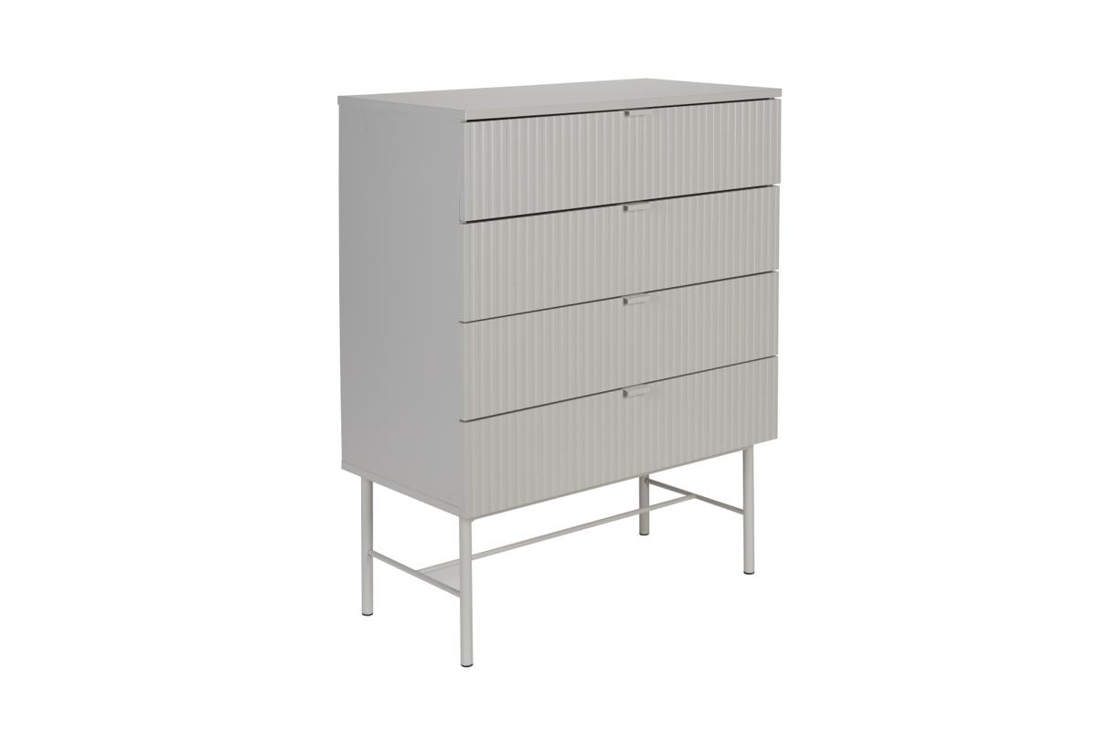 WHITE LABEL LIVING Cayo byrå, med lådor. 4 lådor - grå MDF och grått järn