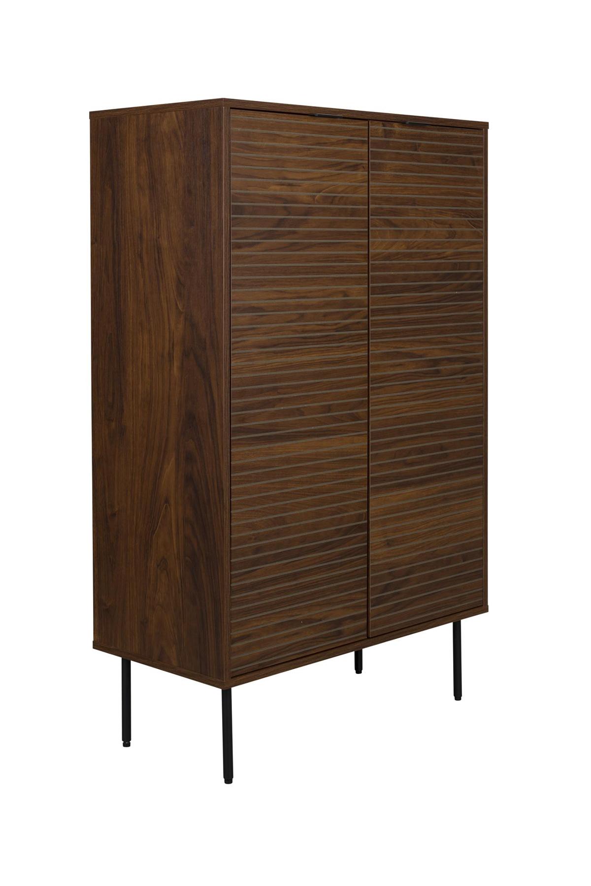 WHITE LABEL LIVING Stripes skåp, med 2 dörrar och 3 hyllor - brun MDF och järn
