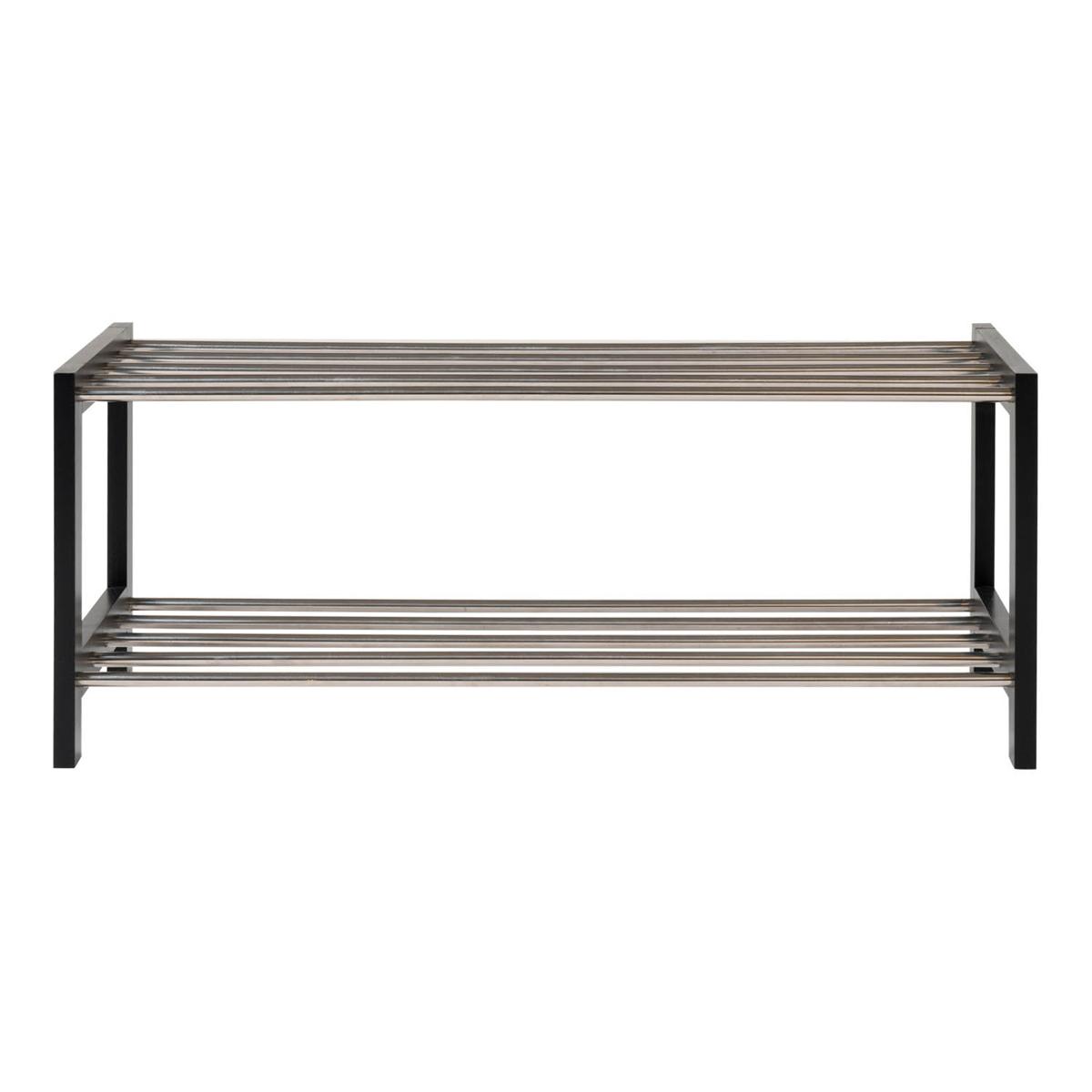 HOUSE NORDIC Padova skoställ, med 2 hyllor - svart poppelträ och stål (78x34)