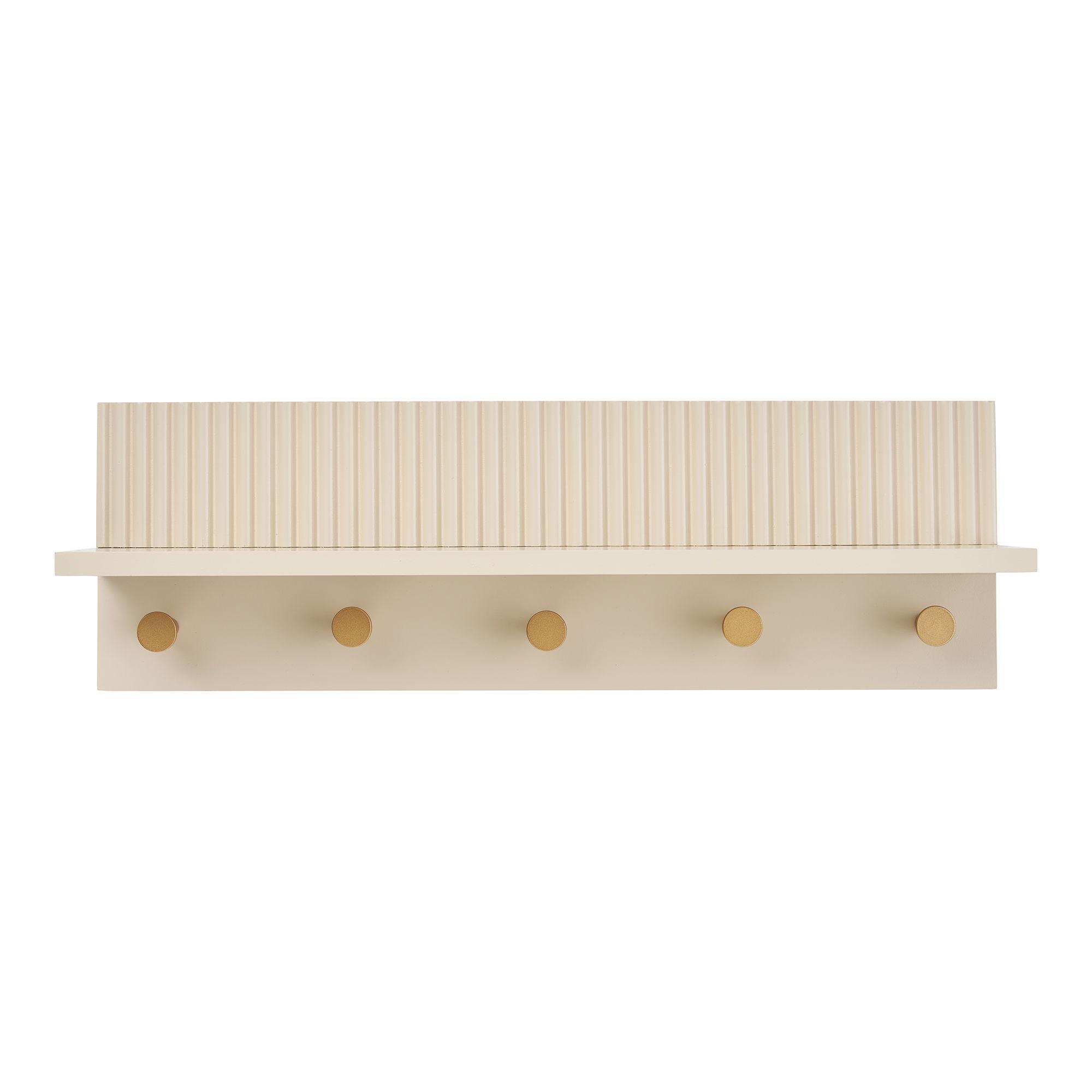 HOUSE NORDIC Rocca hatthylla, med 1 hyllplan och 5 krokar, rektangulär - beige MDF