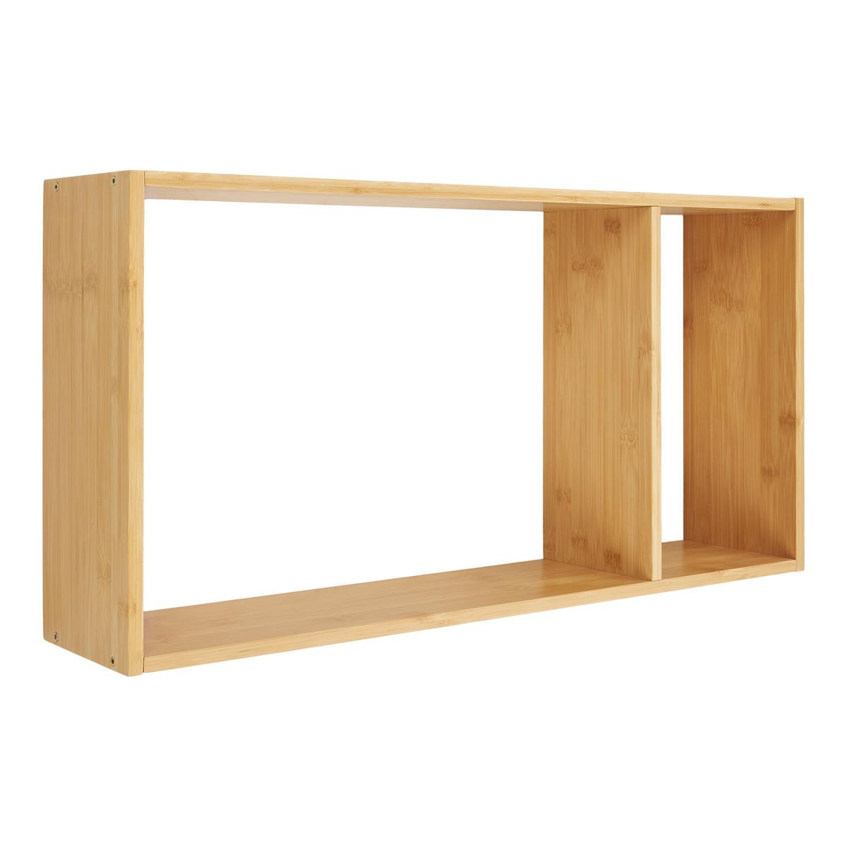 HOUSE NORDIC Ember vägghylla, med 2 fack, rektangulär - naturlig bambu (70x15x35,5)