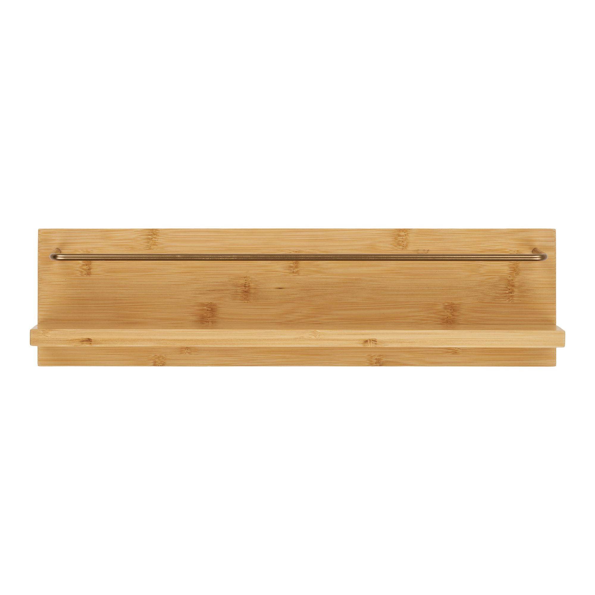 HOUSE NORDIC Ember vägghylla, rektangulär - naturlig bambu och metall (45x10x12)