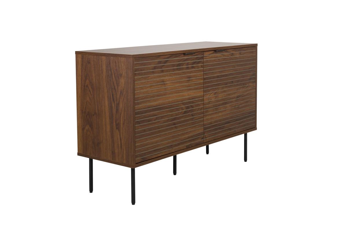 WHITE LABEL LIVING Stripes högt skänk, med lock. 2 dörrar och 2 hyllor - brun MDF och järn