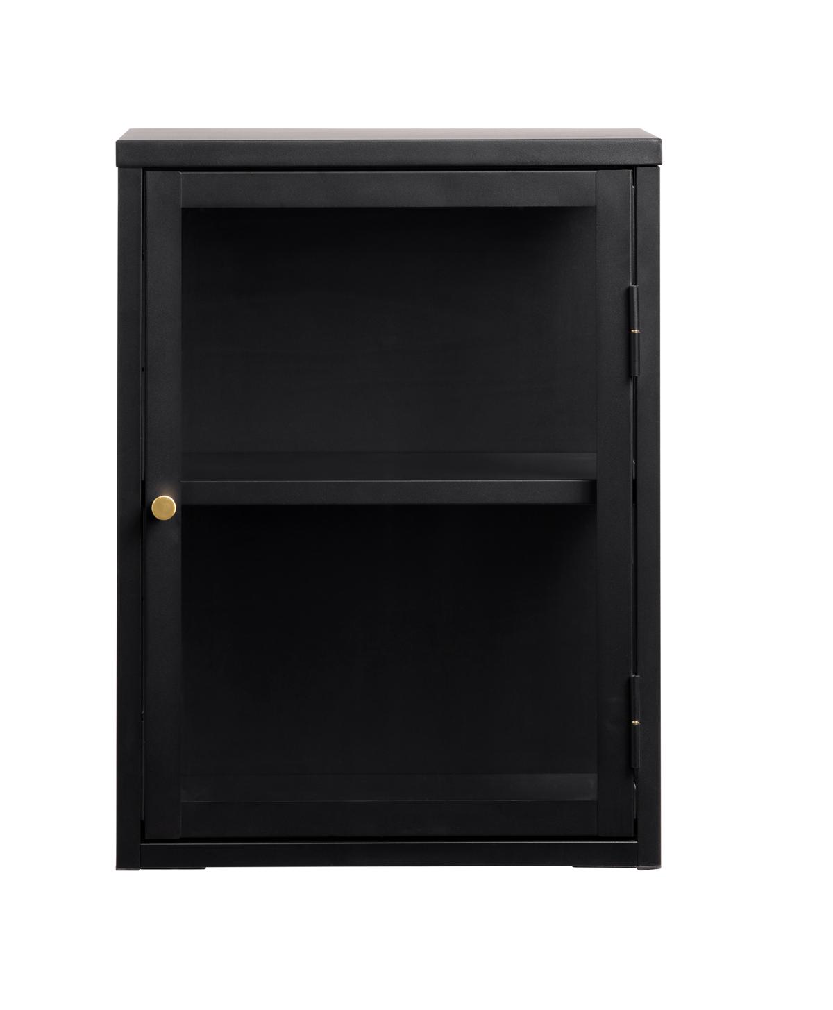 Carmel väggskåp, m. 1 dörr och 1 hylla - glas och svart metall (H:60xB:45)