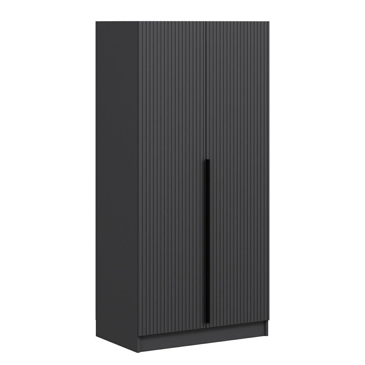 FUNZI LIVING Plus Membrane 210 garderob, w. 2 dörrar, 1 hylla, 2 hängstänger - antracitgrå