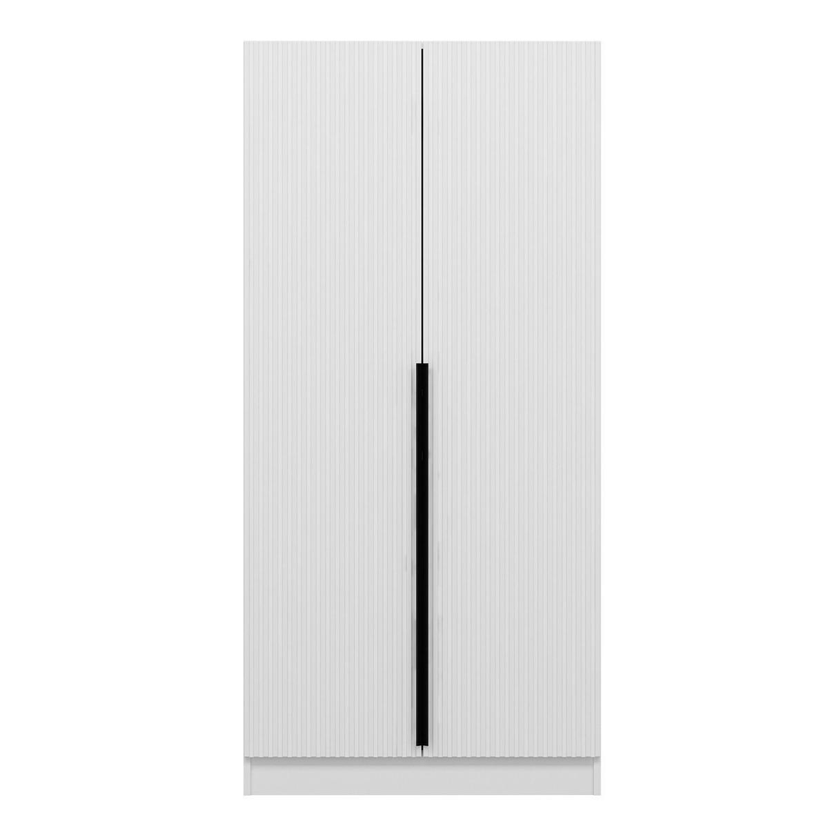 FUNZI LIVING Plus Membrane 210 garderob, w. 2 dörrar, 1 hylla, 2 hängstänger - vit melamin