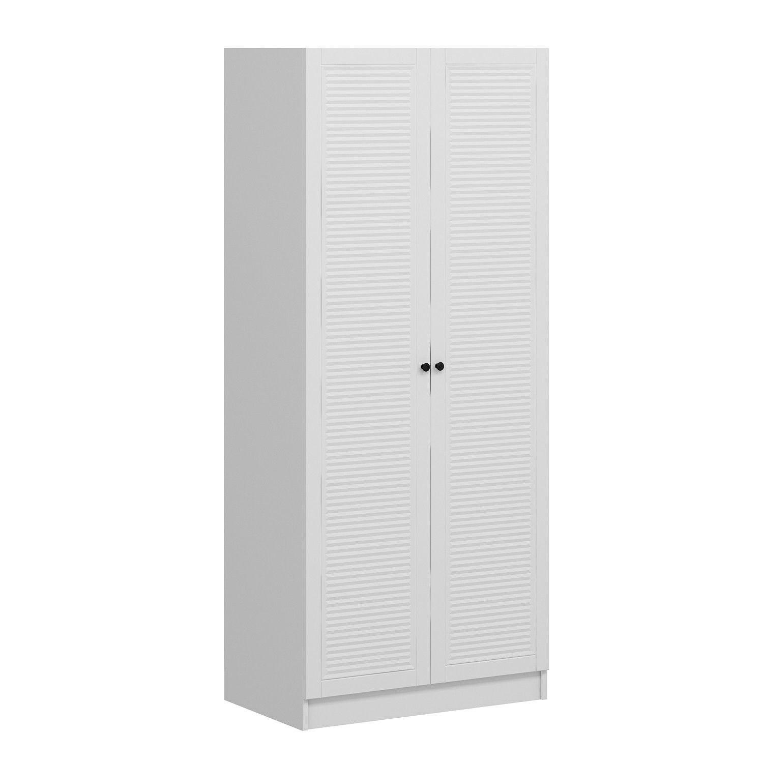 FUNZI LIVING Membrane Blinds 210 garderob, w. 2 dörrar, 1 hylla, 2 hängstänger - vit melamin