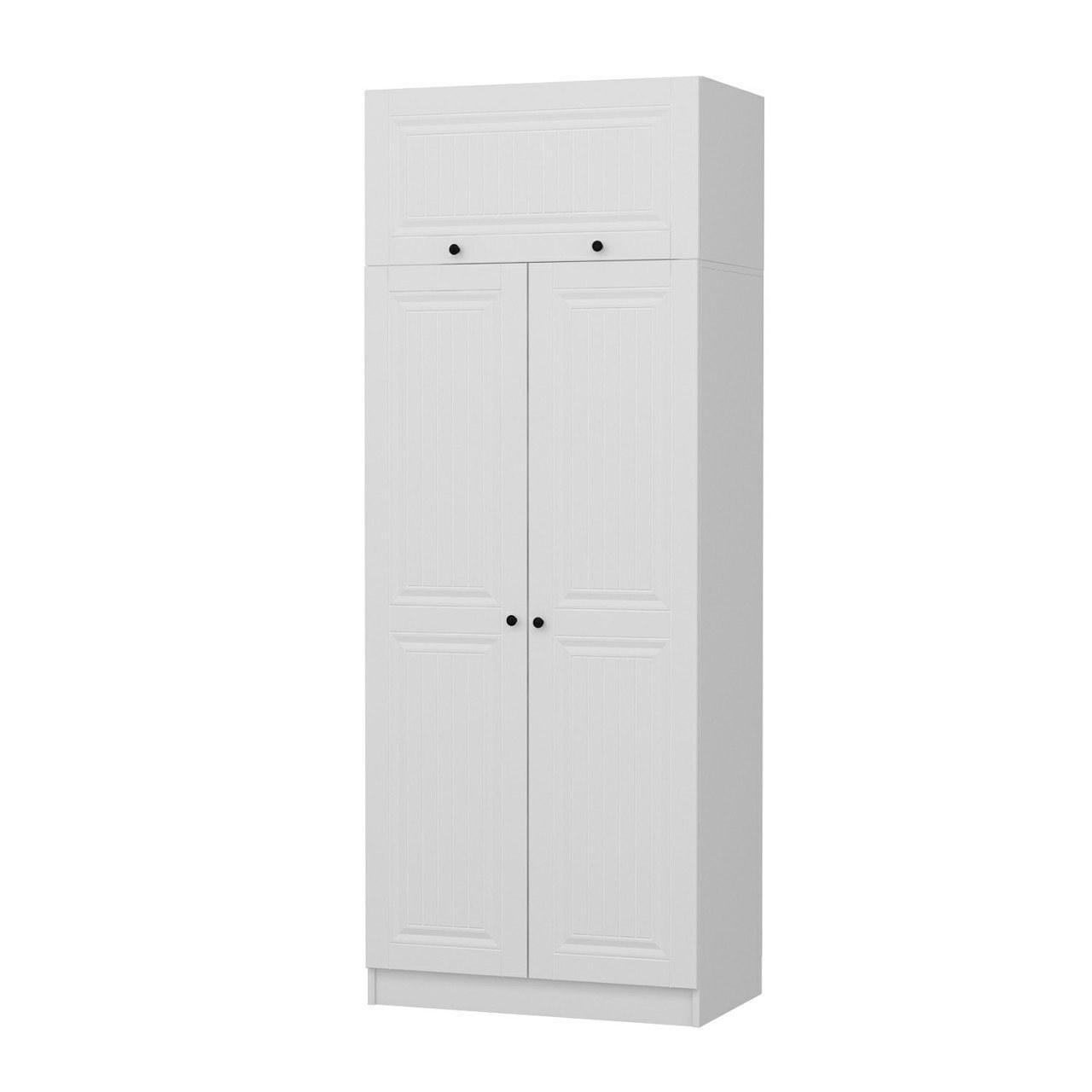 FUNZI LIVING 2235 garderob, w. 3 dörrar, 1 hylla, 2 hängstänger, 1 fack - vit melamin