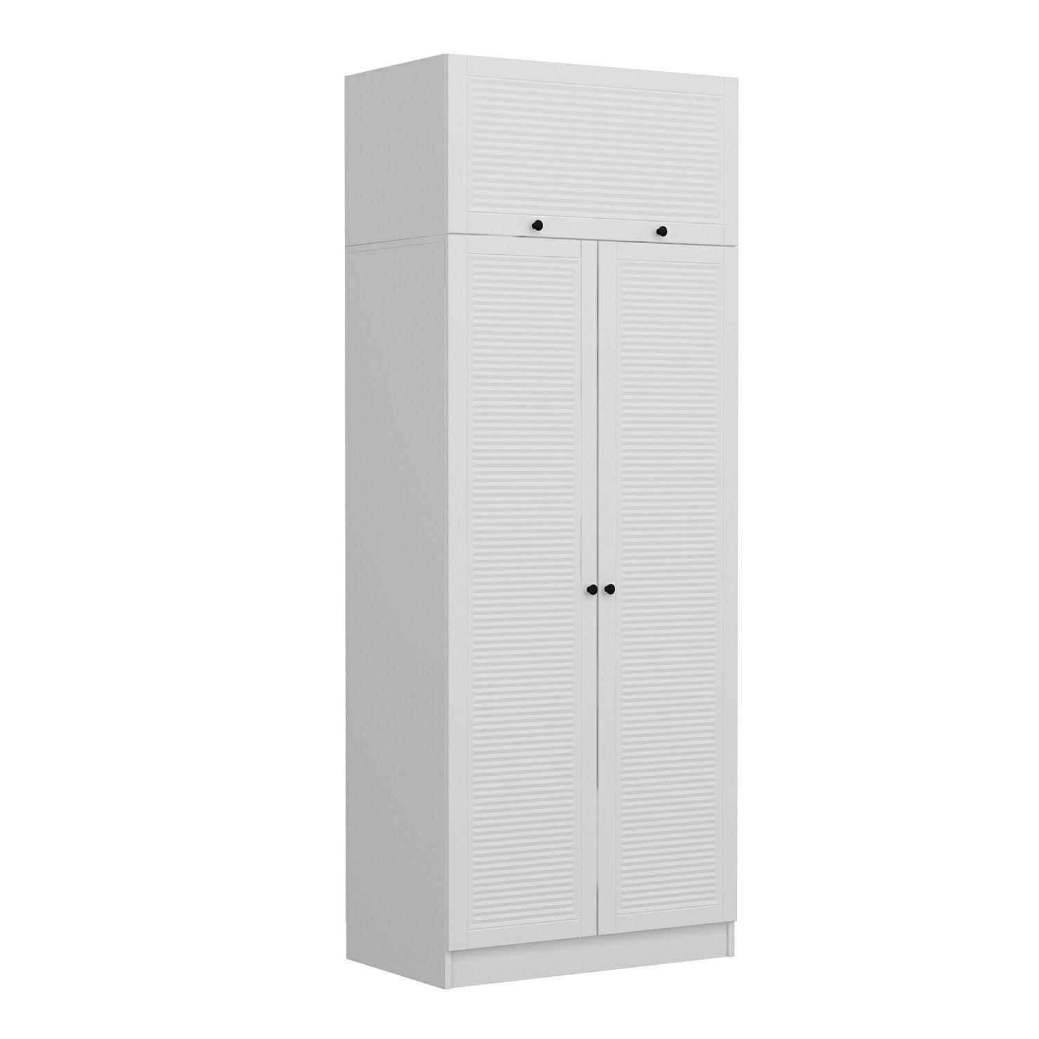 FUNZI LIVING 2242 garderob, w. 3 dörrar, 1 hylla, 1 fack - vit melamin