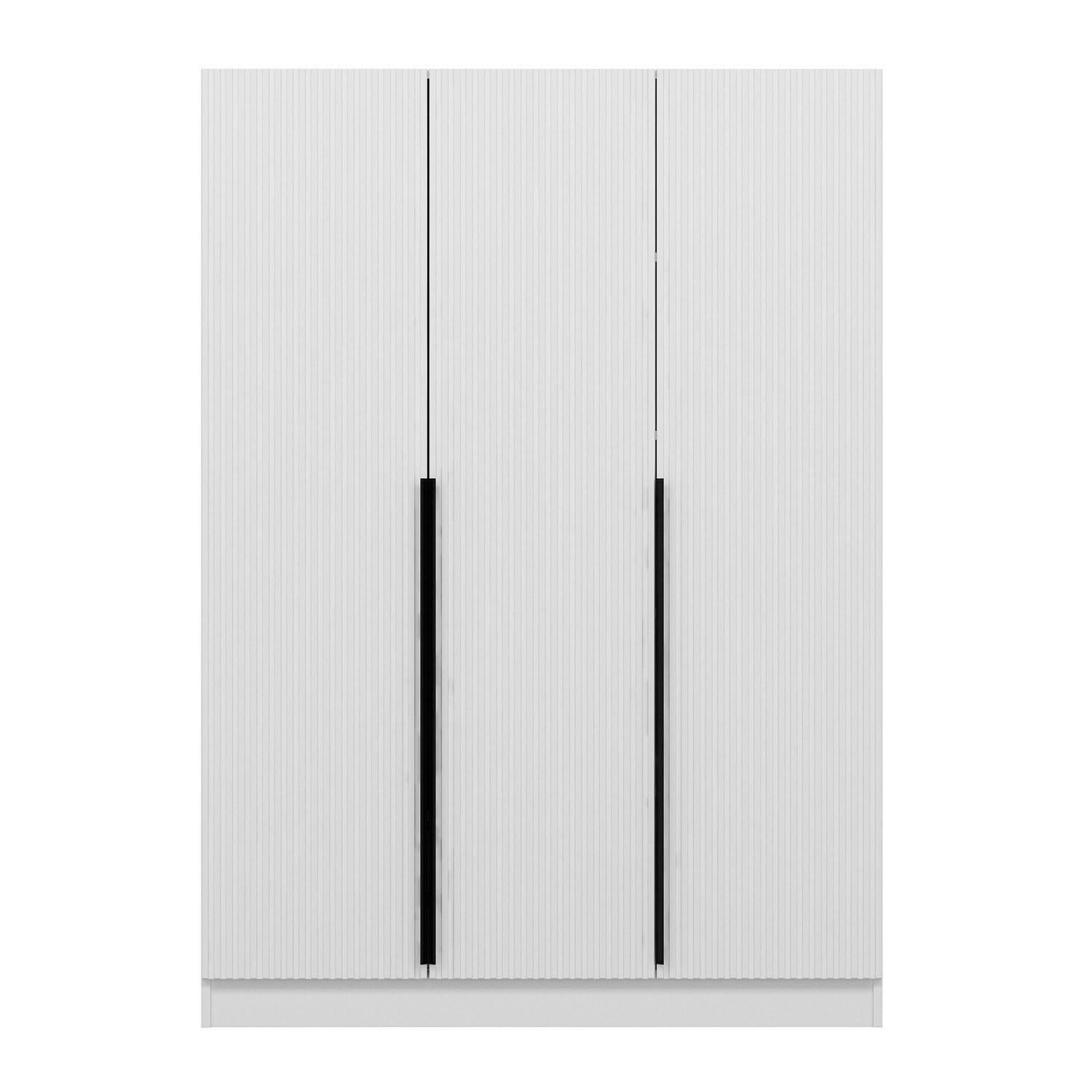 FUNZI LIVING 2288 garderob, w. 3 dörrar, 1 hängstång, 2 lådor, 4 hyllor - vit melamin