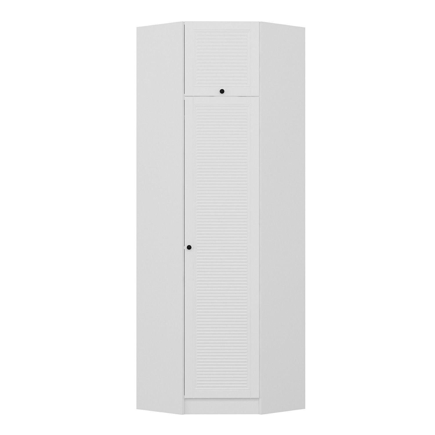 FUNZI LIVING 2305 hörngarderob, w. 2 dörrar, 2 hängstänger, 2 hyllor - vit melamin