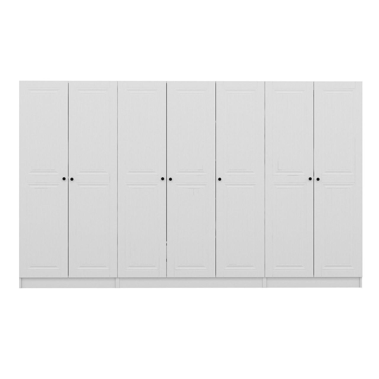FUNZI LIVING Mebran 4776 garderob, w. 7 dörrar, 5 hängstänger, 2 lådor, hyllor - vit melamin