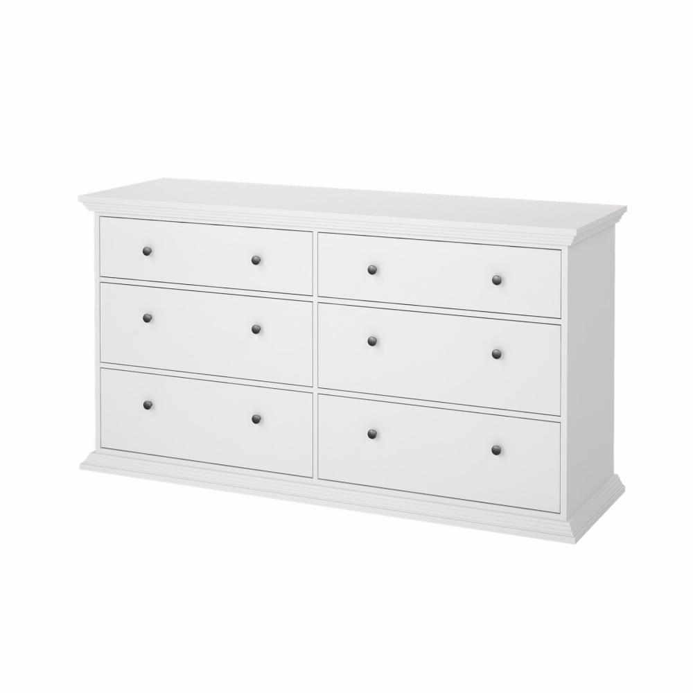 TVILUM North dubbel byrå med 6 lådor, vit, 163,3 x 51,6 x 88,2 cm