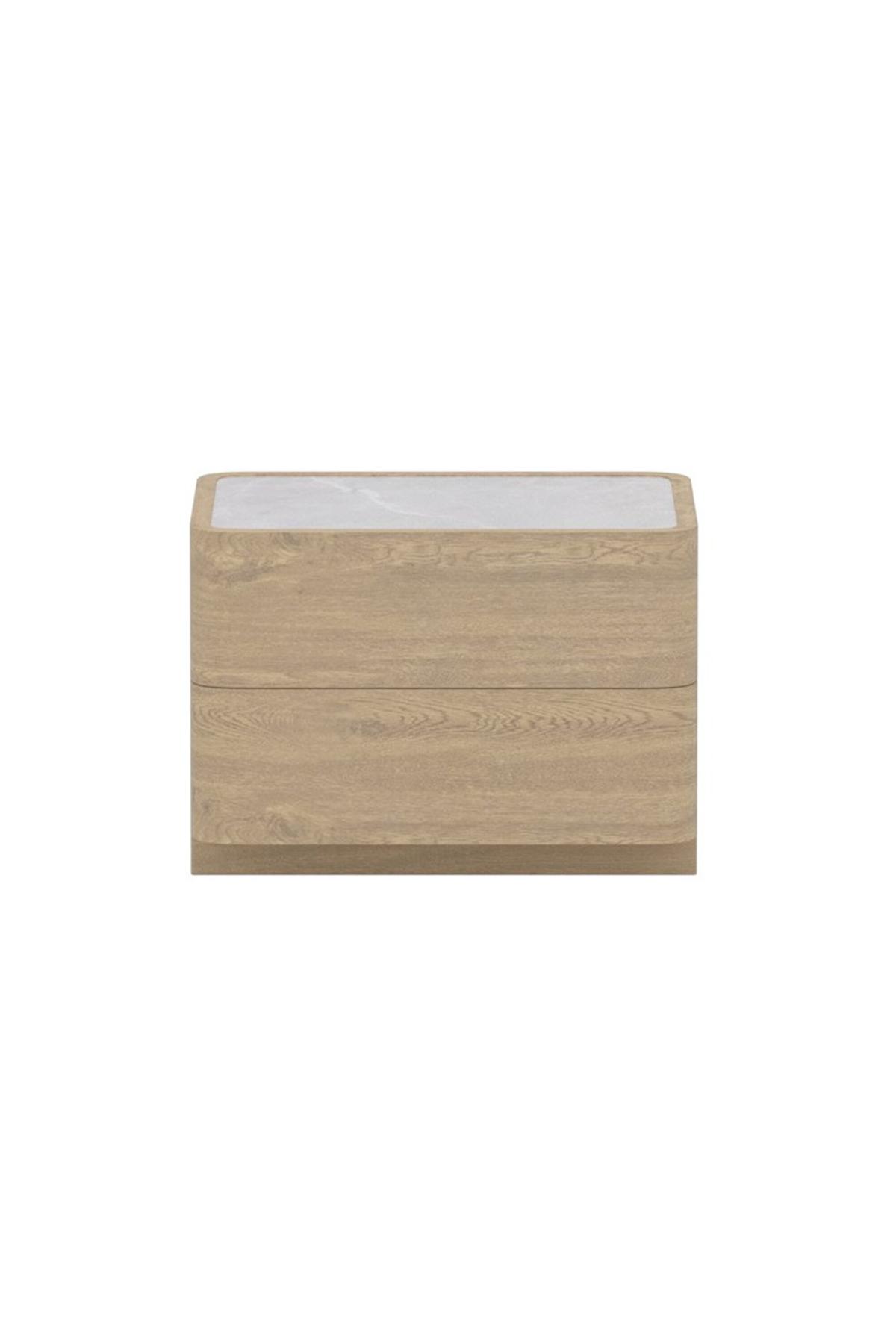 VENTURE HOME Noble byrå, med 2 lådor - 3D-pappersglas och naturlig MDF