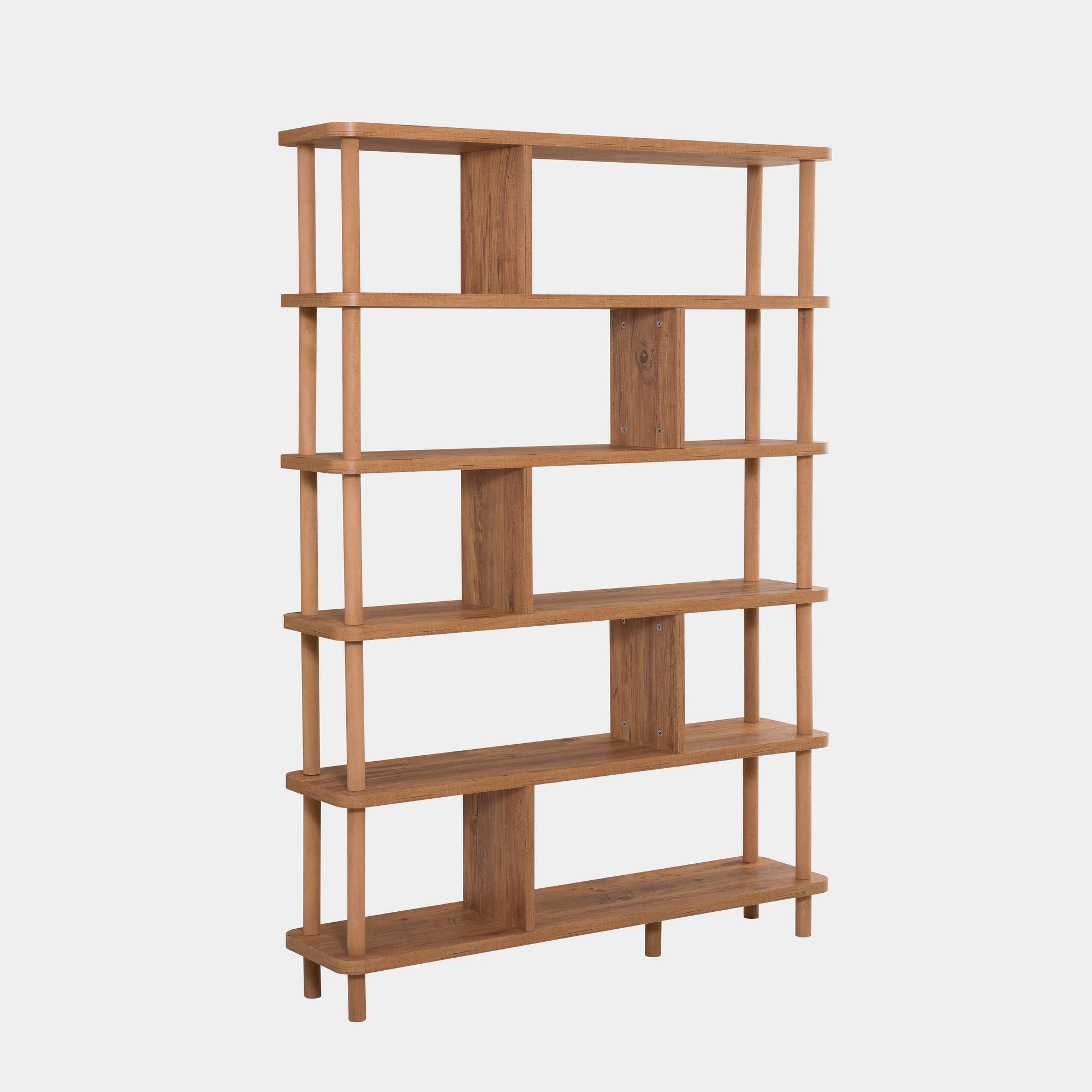 FUNZI LIVING Meta bokhylla, m. 5 hyllor - Atlantic Pine melamin