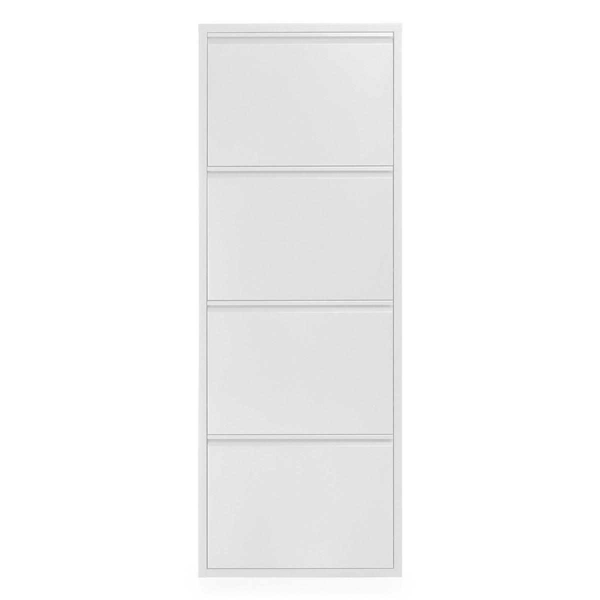 KAVE HOME Ode skoskåp, m. 4 dörrar - vitt stål (50x136)