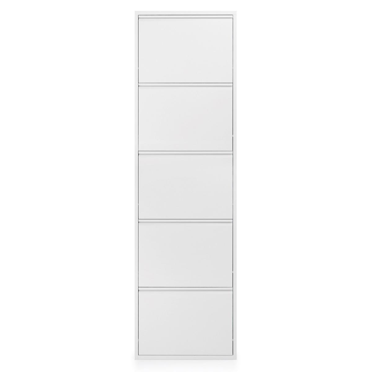 KAVE HOME Ode skoskåp, m. 5 dörrar - vitt stål (50x168,5)