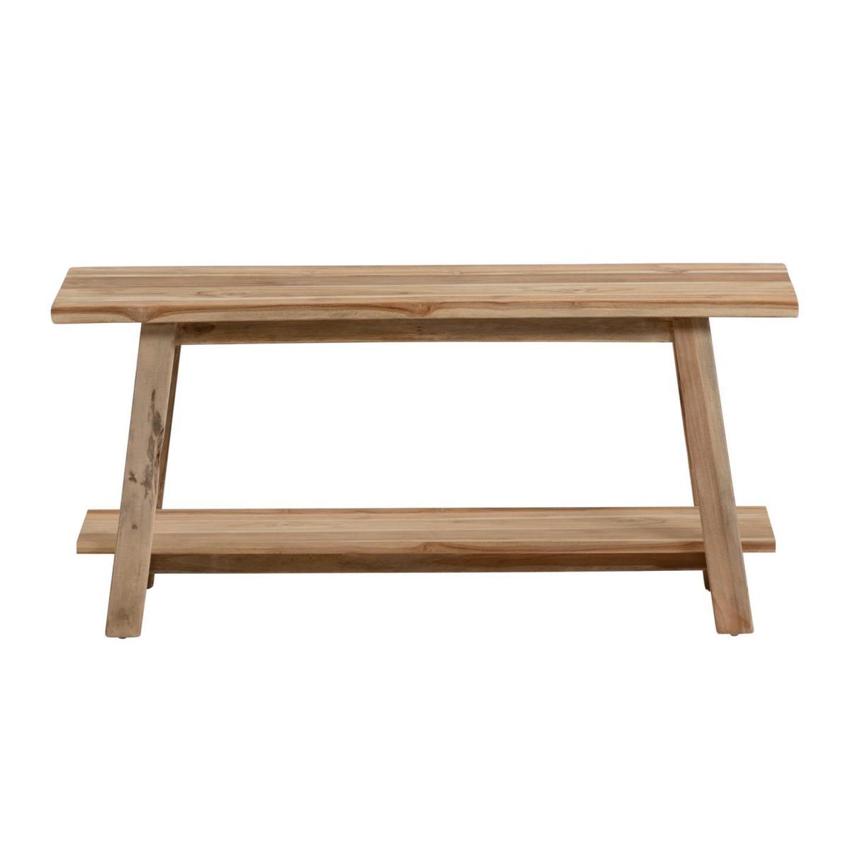 KAVE HOME rektangulär Safara bänk, med hylla - naturlig återvunnen teak (100x32)