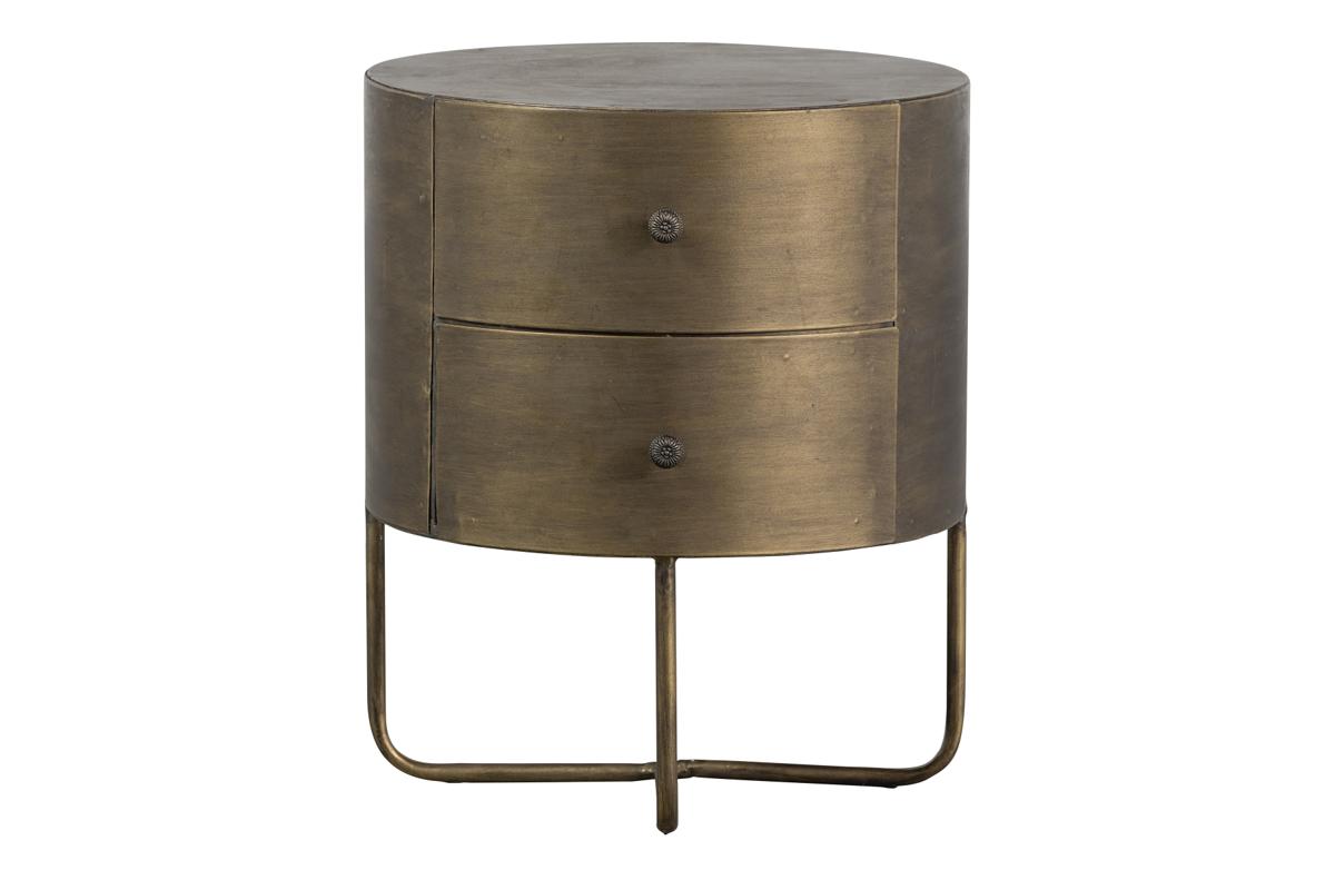 WOOOD Collection byrå, w. 2 lådor, runda - antik mässingsmetall (Ø39)