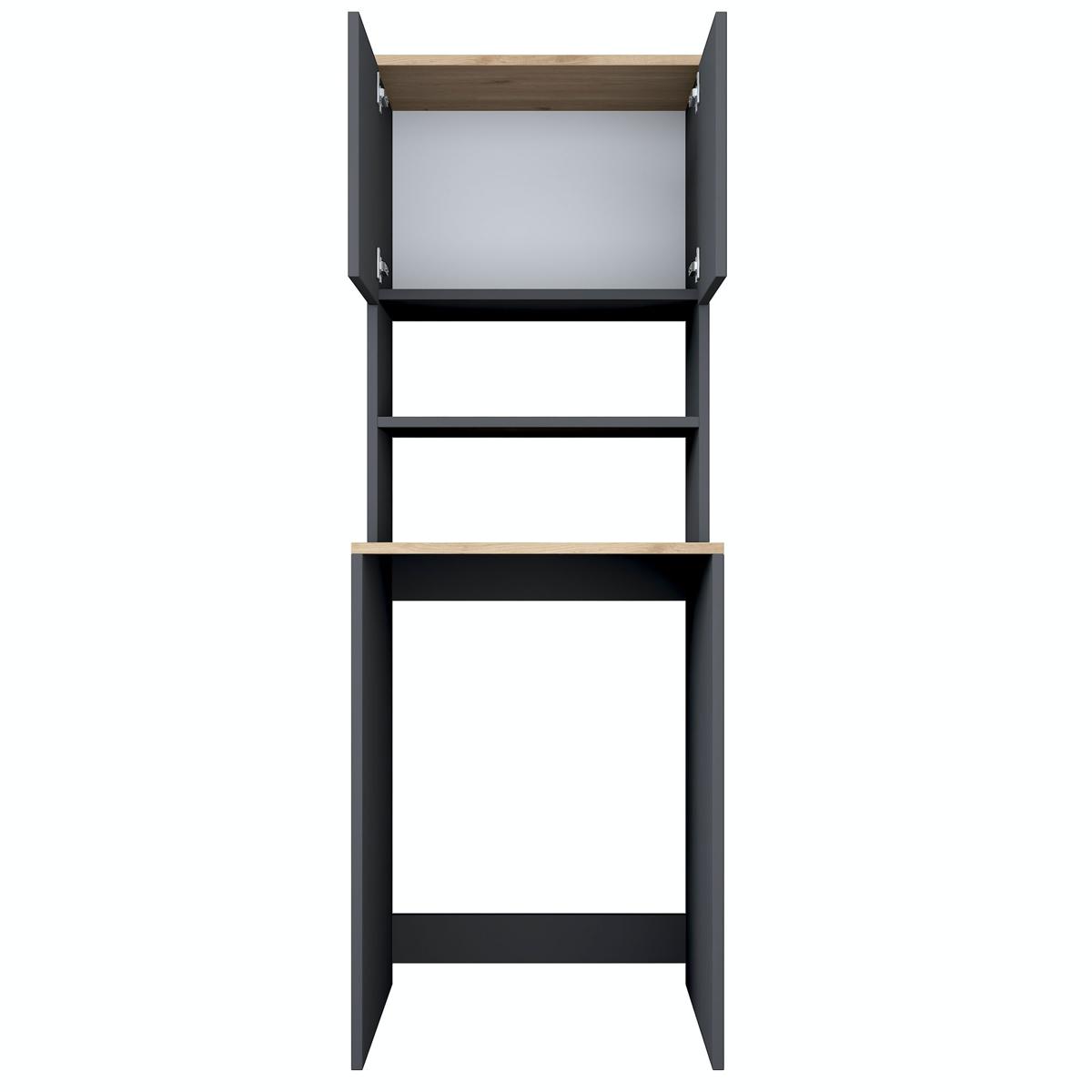 NORDVÄRK KD101 2674 tvättmaskinsskåp, med 2 dörrar och 1 hyllplan - antracit och brun melamin (65x60)
