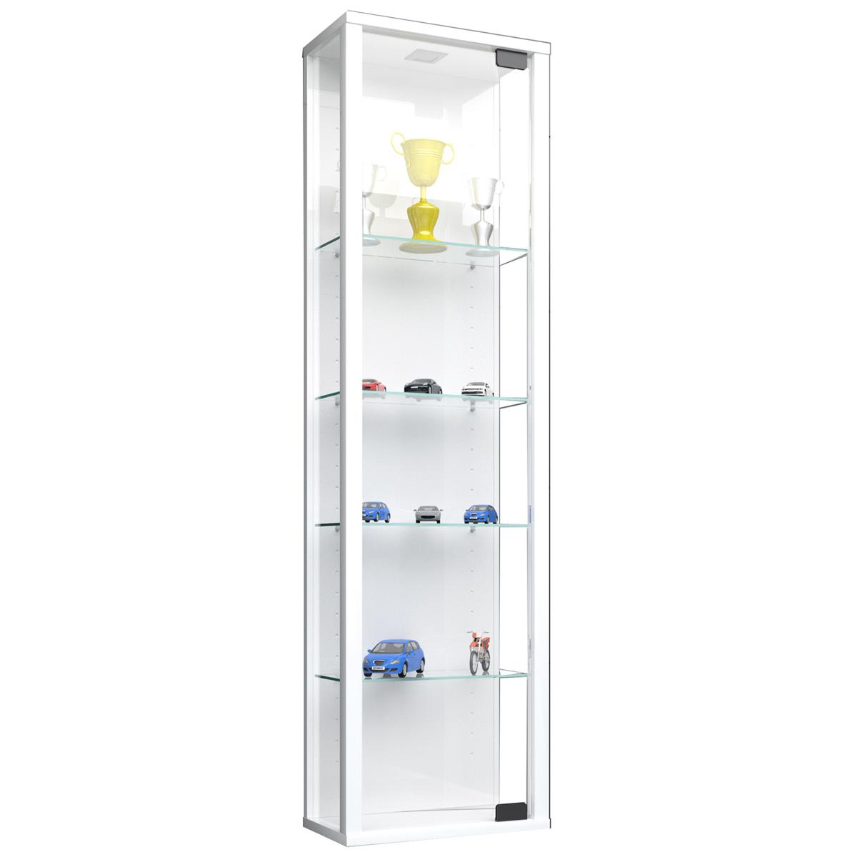 VCM NORDIC Stano Mini väggskåp utan LED, med 1 lucka och 4 hyllplan - glas och vitt trä