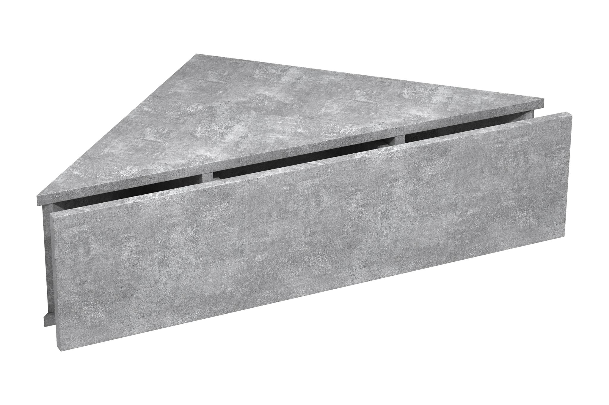 VCM NORDIC Usal S hörnvägghylla, w. 1 låda - betonggrått trä (60x42,4)