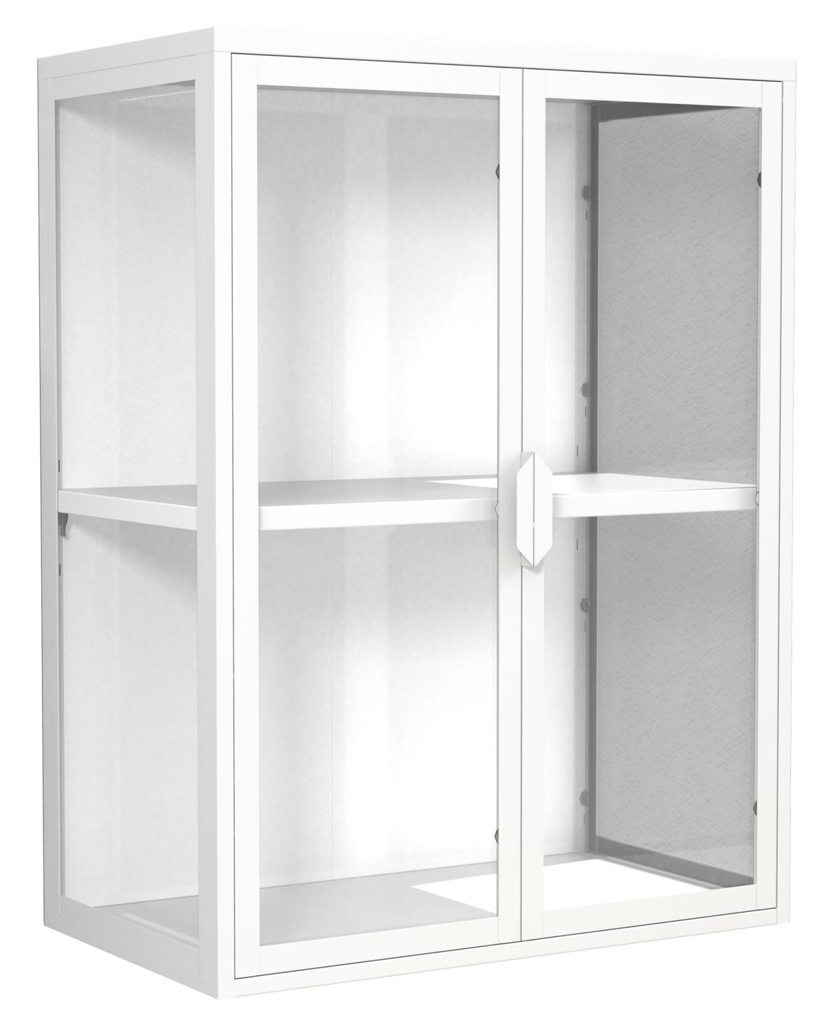 VCM NORDIC Flokas M väggskåp, w. 2 dörrar och 1 hylla - glas och vitt stål
