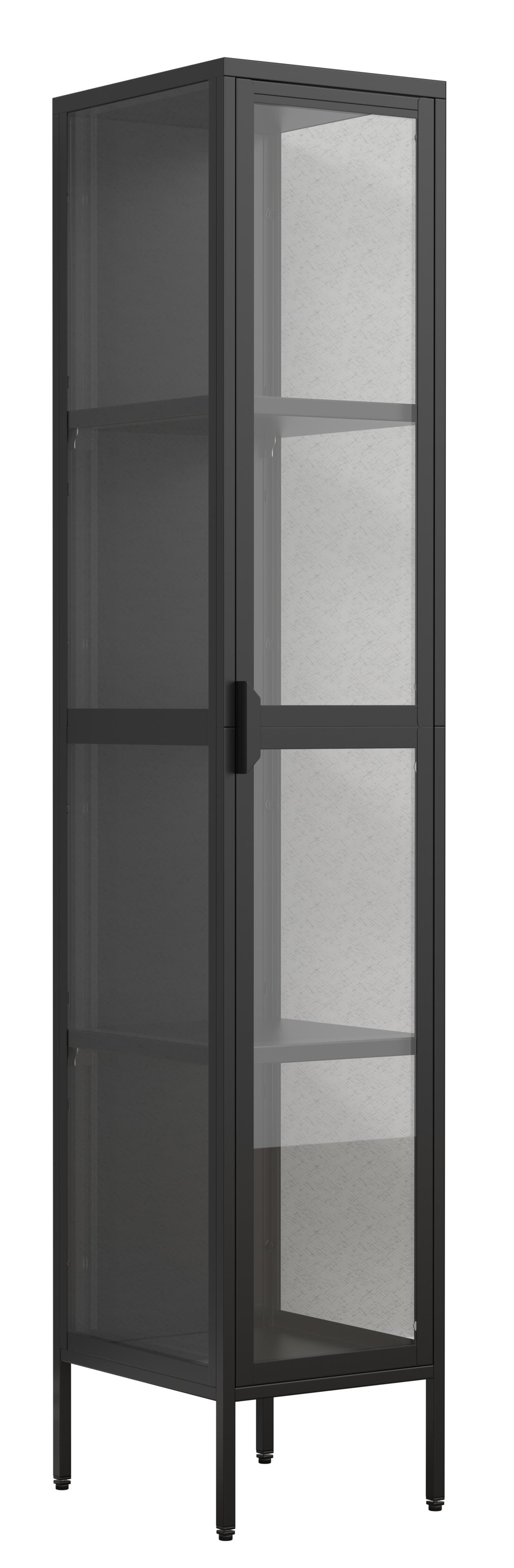 VCM NORDIC Floka XL vitrinskåp, w. 1 dörr och 3 hyllplan - glas och svart stål