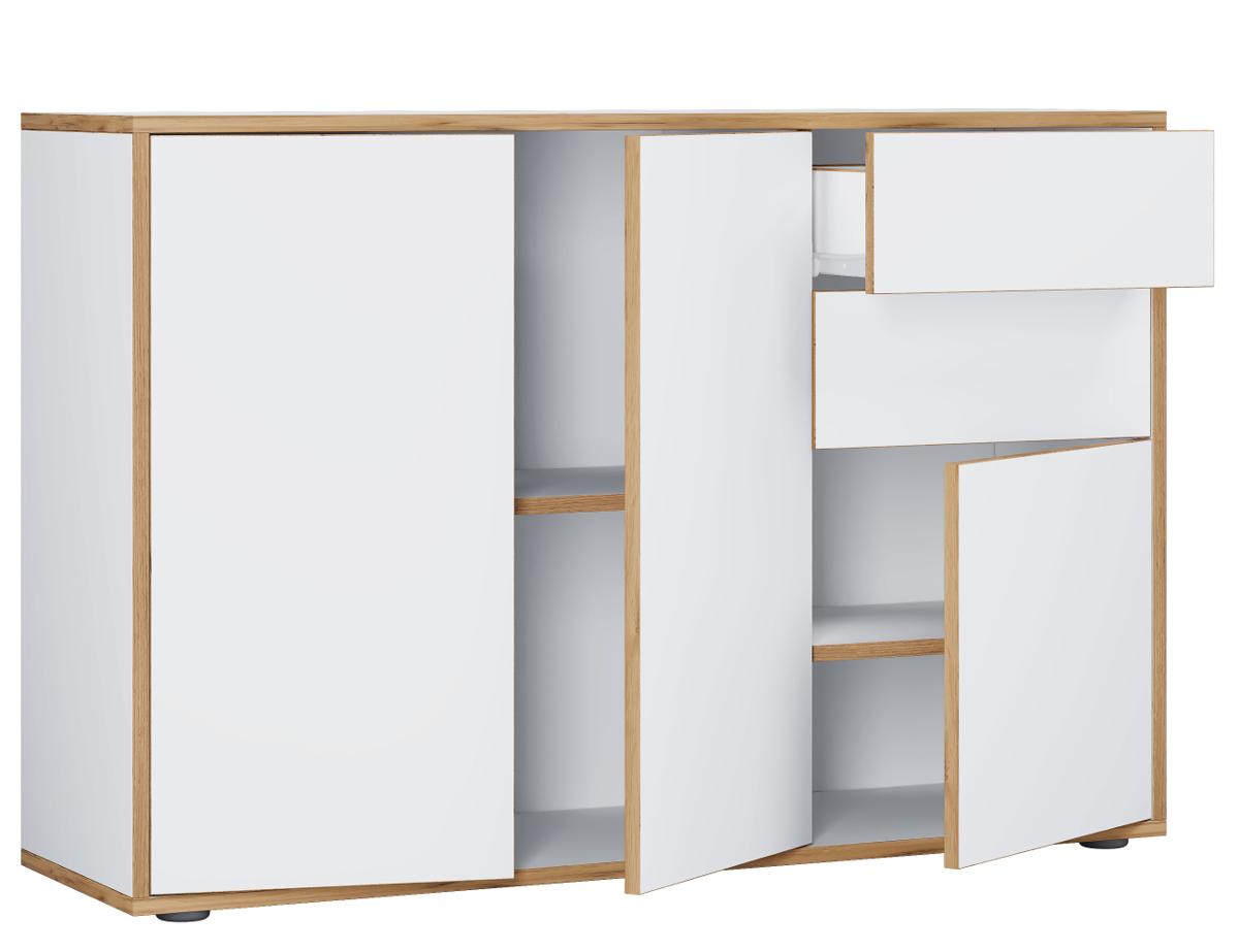 VCM NORDIC Salia B110 kontorsbyrå, w. 3 luckor, 2 lådor, 2 hyllor - vitt/naturträ