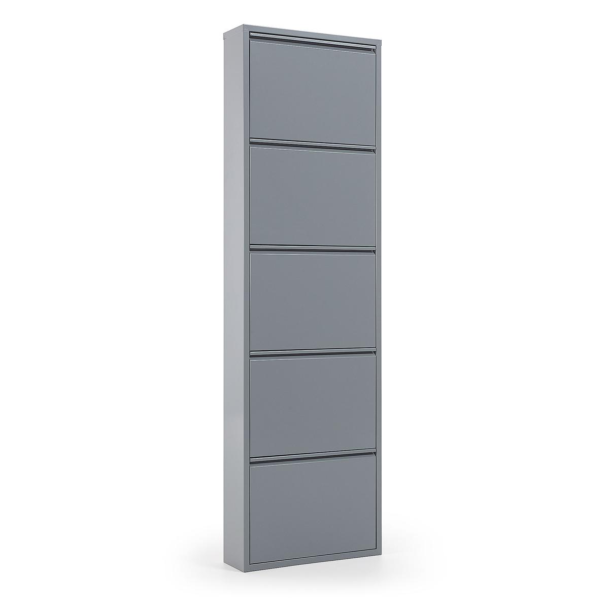 KAVE HOME Ode skoskåp, m. 5 dörrar - grått stål (50x168,5)