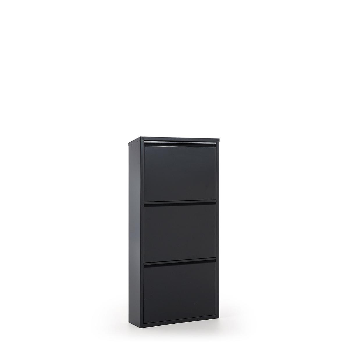 KAVE HOME Ode skoskåp, m. 3 dörrar - svart stål (50x103)