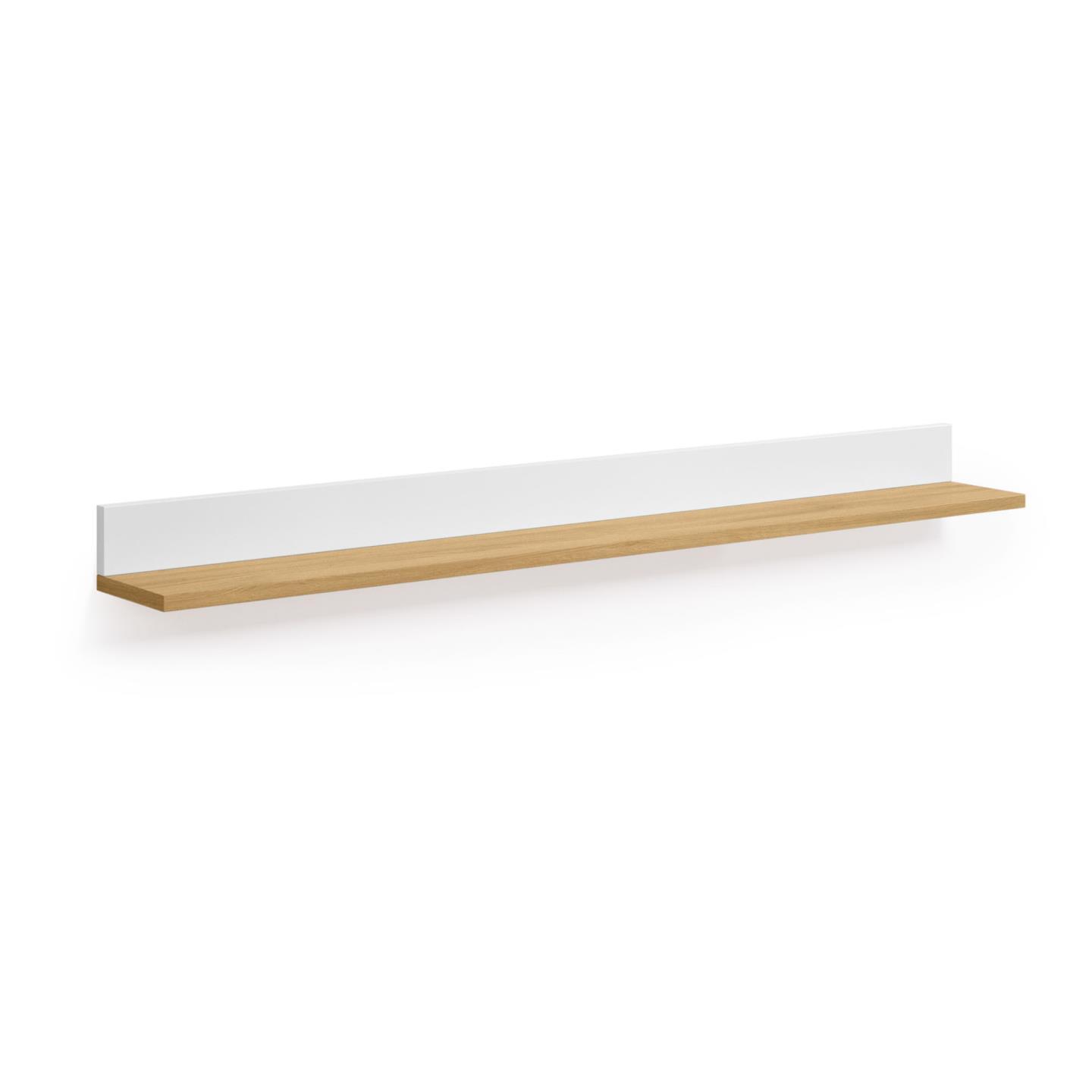 KAVE HOME Abilen vägghylla, rektangulär - vit MDF och naturlig ekfaner (120x15)